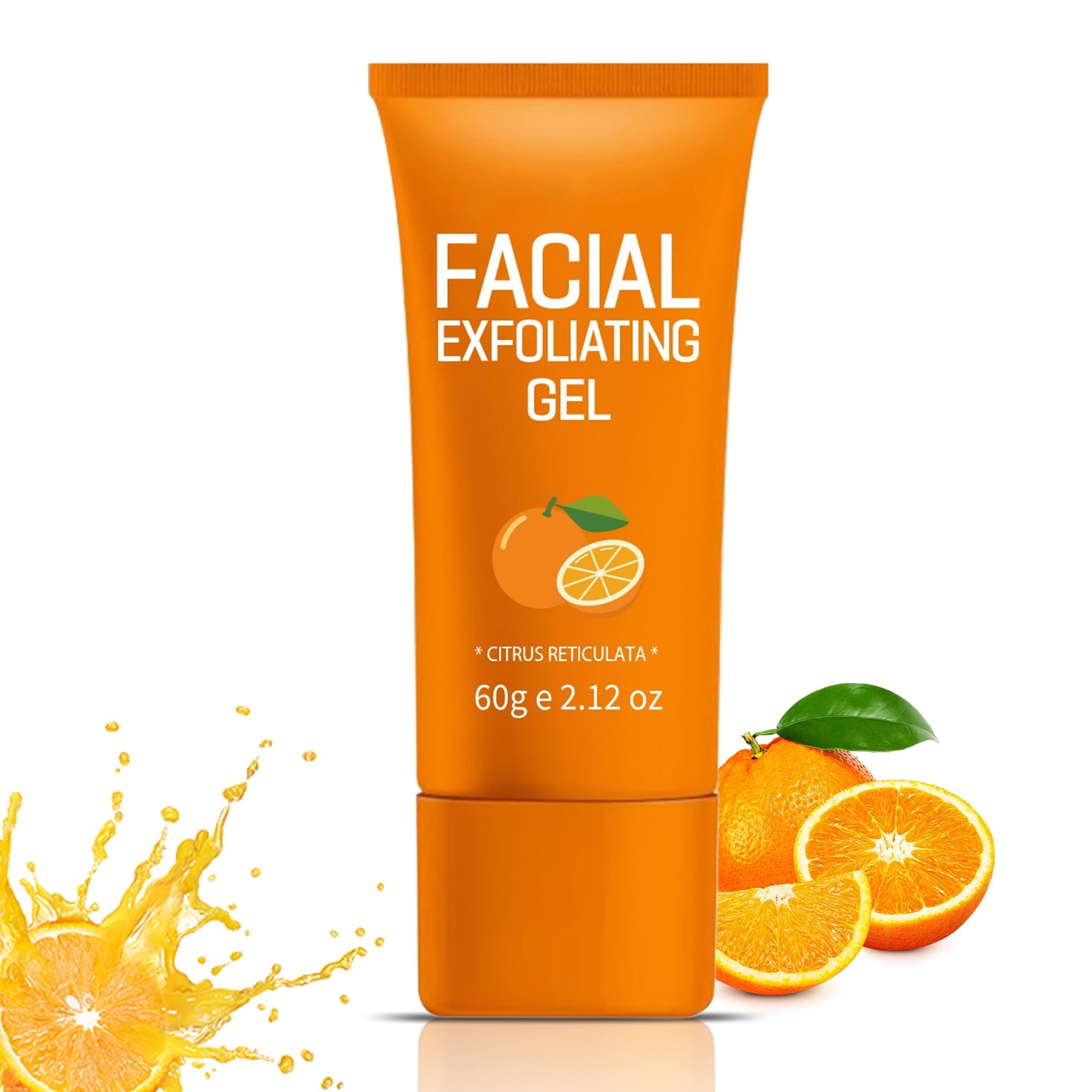 Orange Exfoliating Gel & Orange Enzymes Gel  Purifying Facial Scrub for Face/Body, Deep Clean Pores & Moisturize, NonAbrasive 