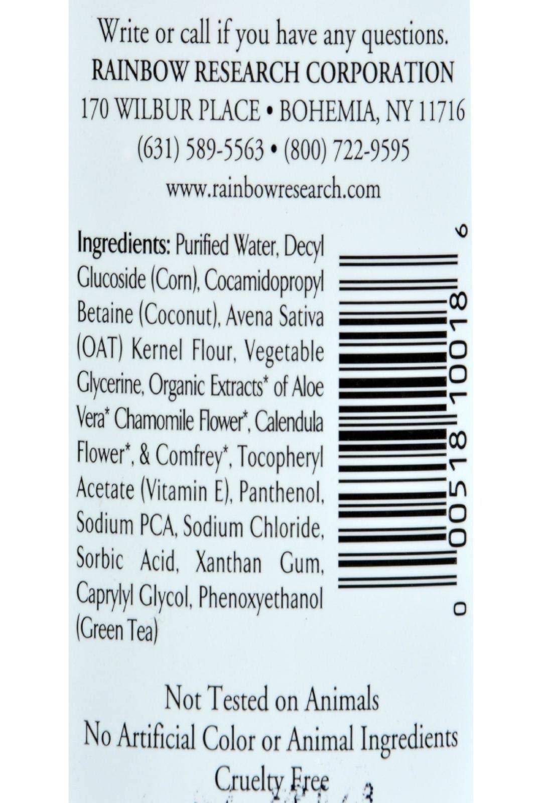 Rainbow Research Body Wash Unscented Colloidal Oatmeal Unscented - 12 Oz, 2 Pack2