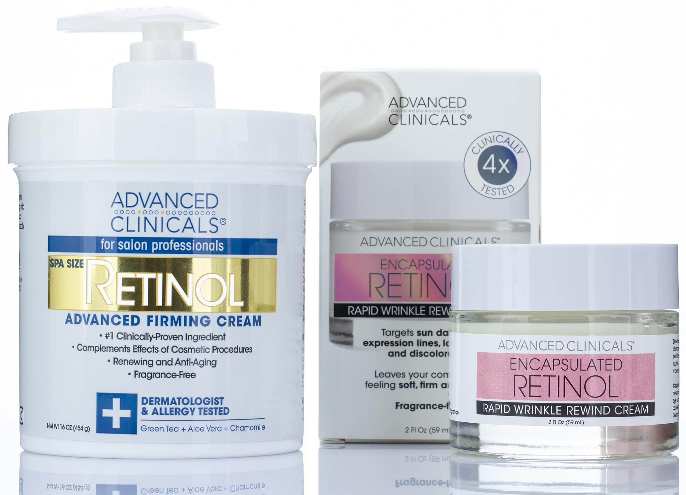 Advanced Clinicals Retinol Body Cream + Encapsulated Retinol Face Cream Anti Aging Moisturizer Lotion 2Pc Set For Diminishing Ap