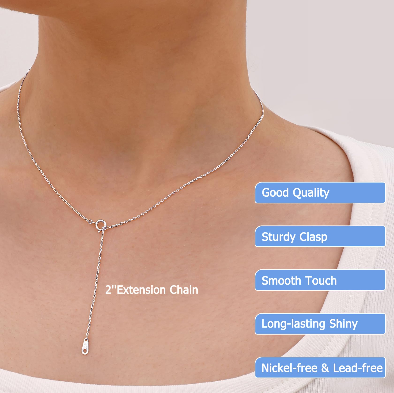 Gacimy Sterling Silver Chain Necklace for Women, 1.3mm Thin 925 Sterling Silver Cable Necklace for Women, 24  Length with 2  Ext