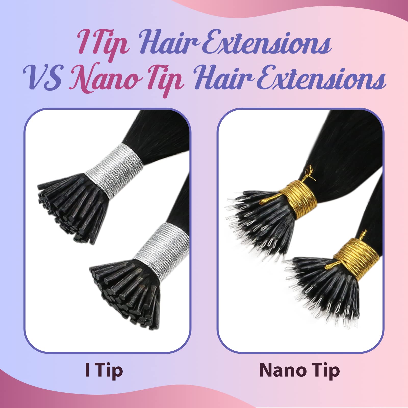 Sunny I Tip Human Hair Extensions Black I Tips Extensions Human Hair Natural Black Hair Extensions I Tips Cold Fusion Tip Hair E