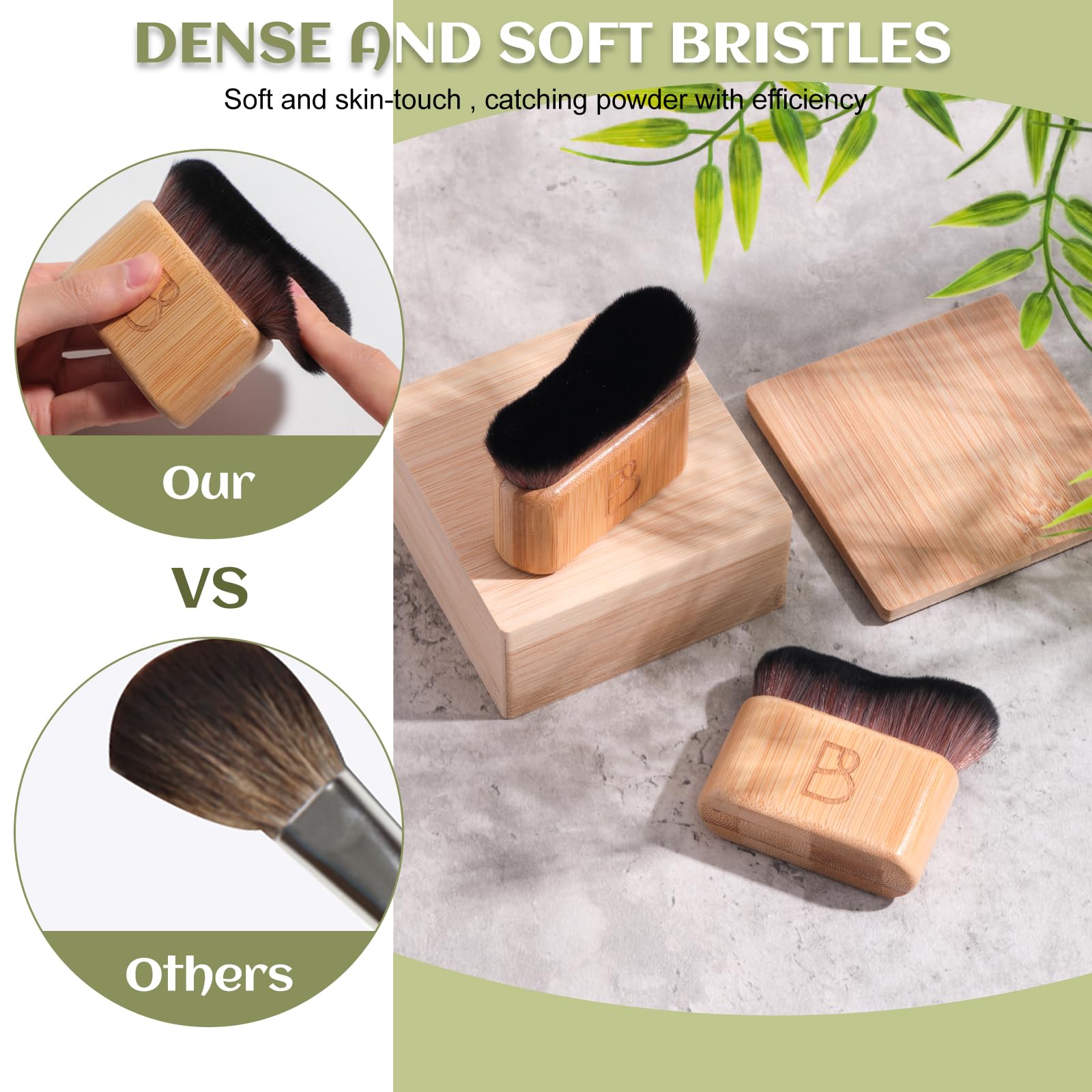 Bs-Mall Self Tanning Body Brush Makeup Brushes Set Of 2 | Eco-Friendly Natural Bamboo Handles | Ultra-Soft Synthetic Bristles |