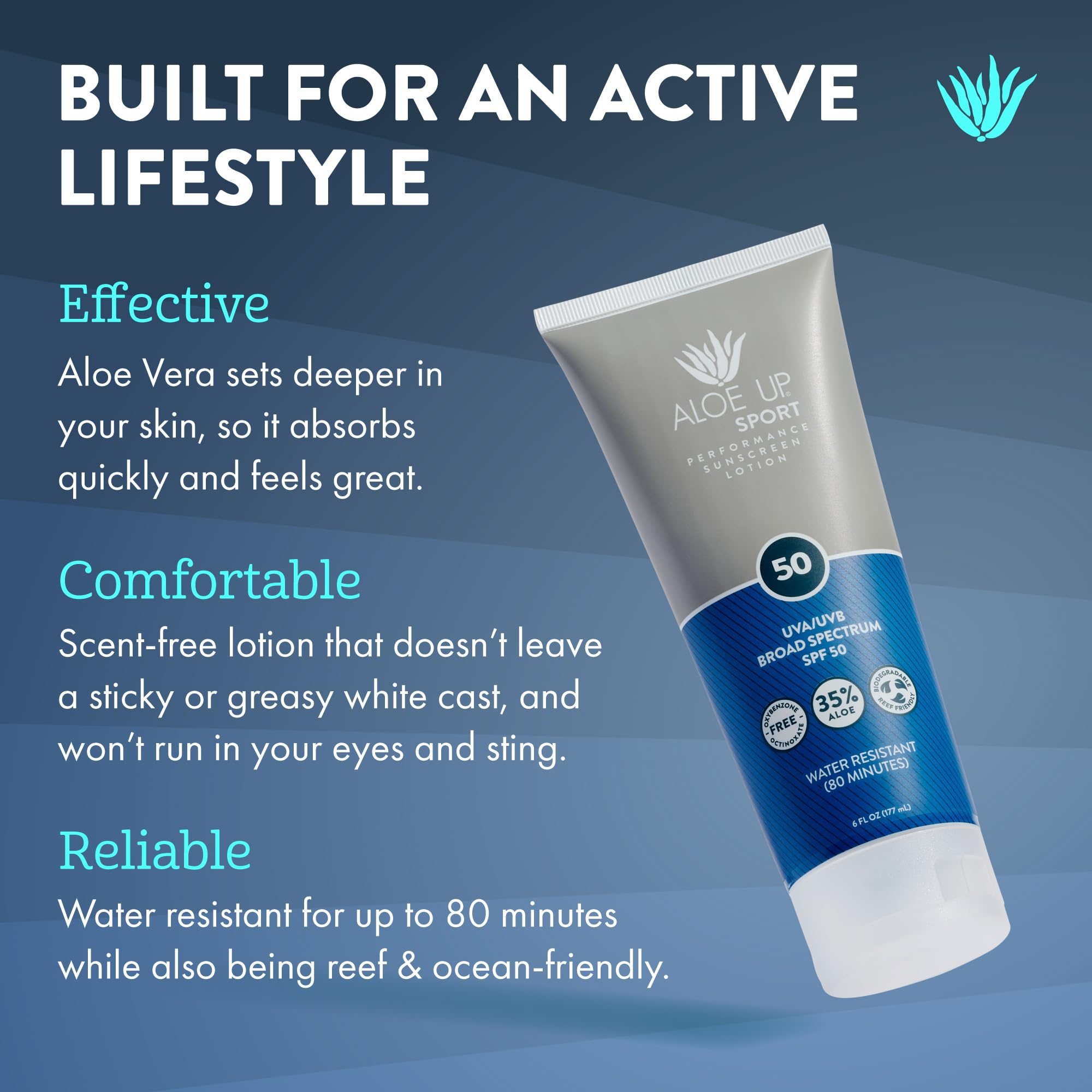 Aloe Up Sport Sunscreen Lotion Spf 50 - Broad Spectrum Uva/Uvb Sunscreen Protector For Face And Body With Hydrating Aloe Vera Ge