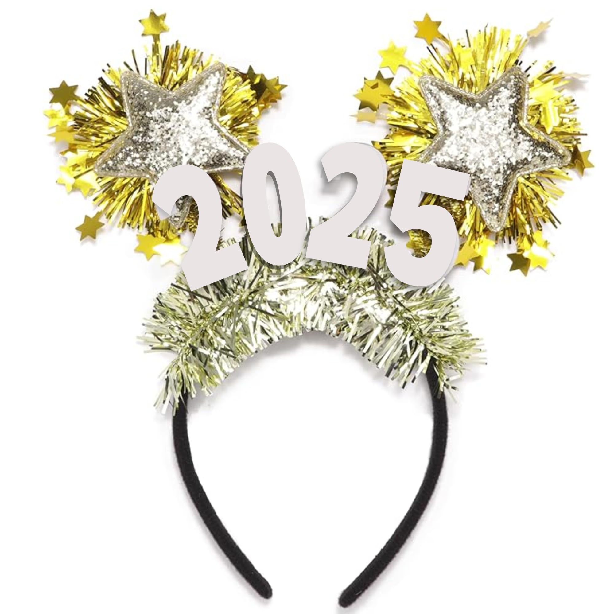 Needzo Class of 2025 Graduation Headband, Glitter Sparkles Stars and Tinsel, Grad Party Hair Accessory, One Size Fits Most