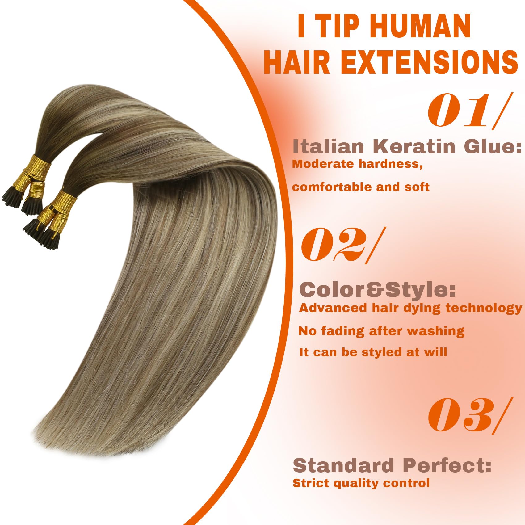 Sunny Balayage Itip Hair Extensions Brown Itip Human Hair Extensions Cool Brown Balayage Light Brown Highlight Blonde I Tip Hair