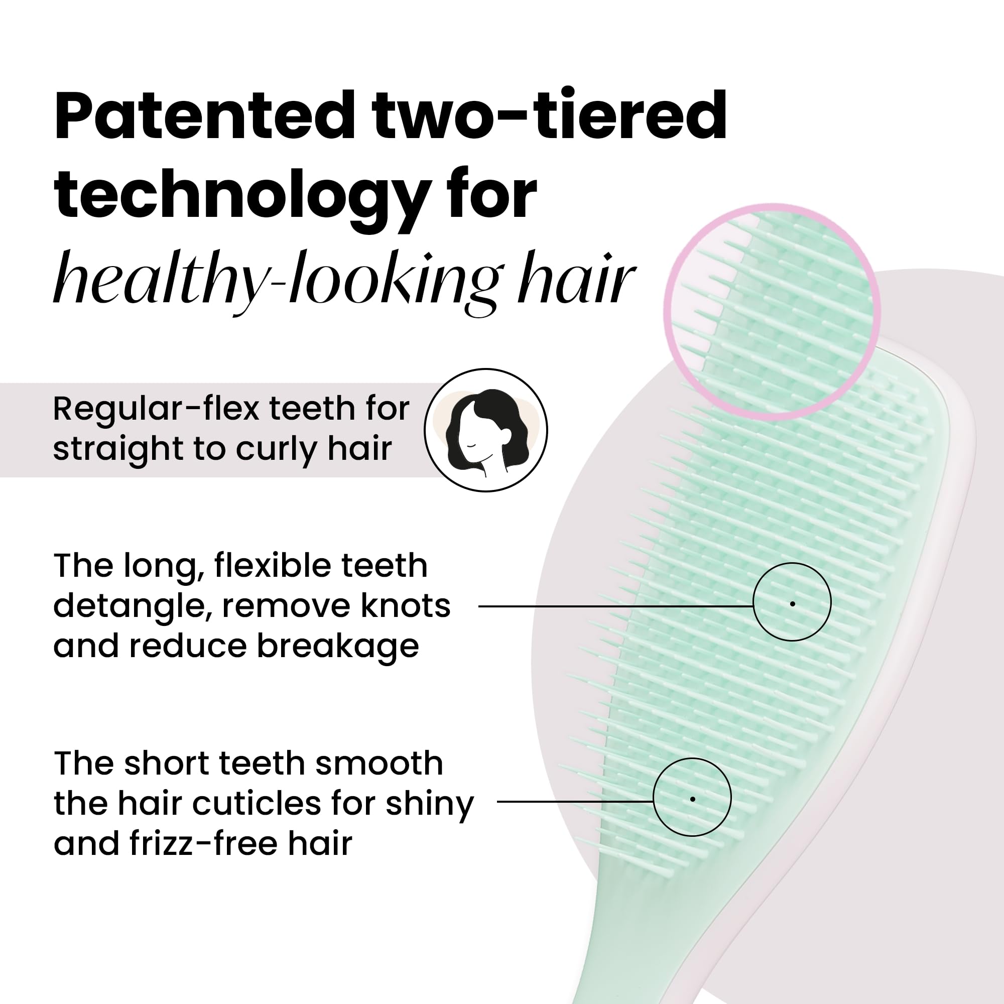 Tangle Teezer The Ultimate Detangling Brush, Dry And Wet Hair Brush Detangler For All Hair Types, Baby Pink & Mint