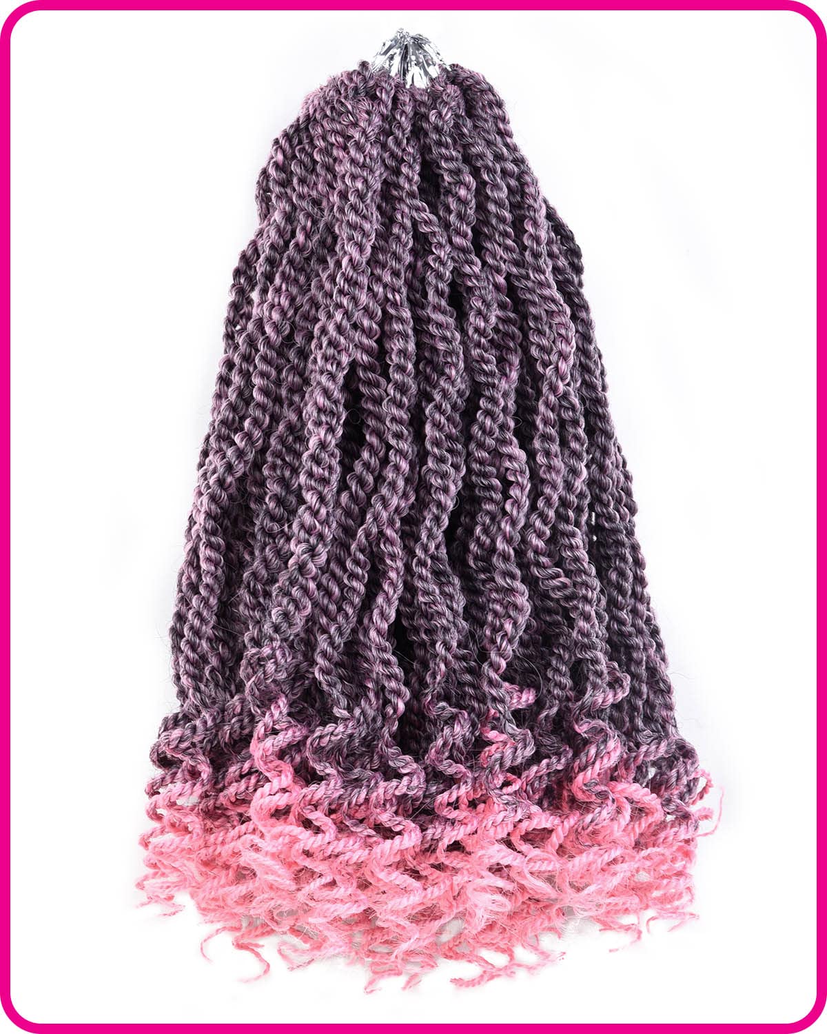 Pink Crochet Hair 12 Inch Senegalese Twist Crochet Braids Hair 6 Packs Pre-Twisted Kids Crochet Hair Pre-Lopped Small Crochet Ha