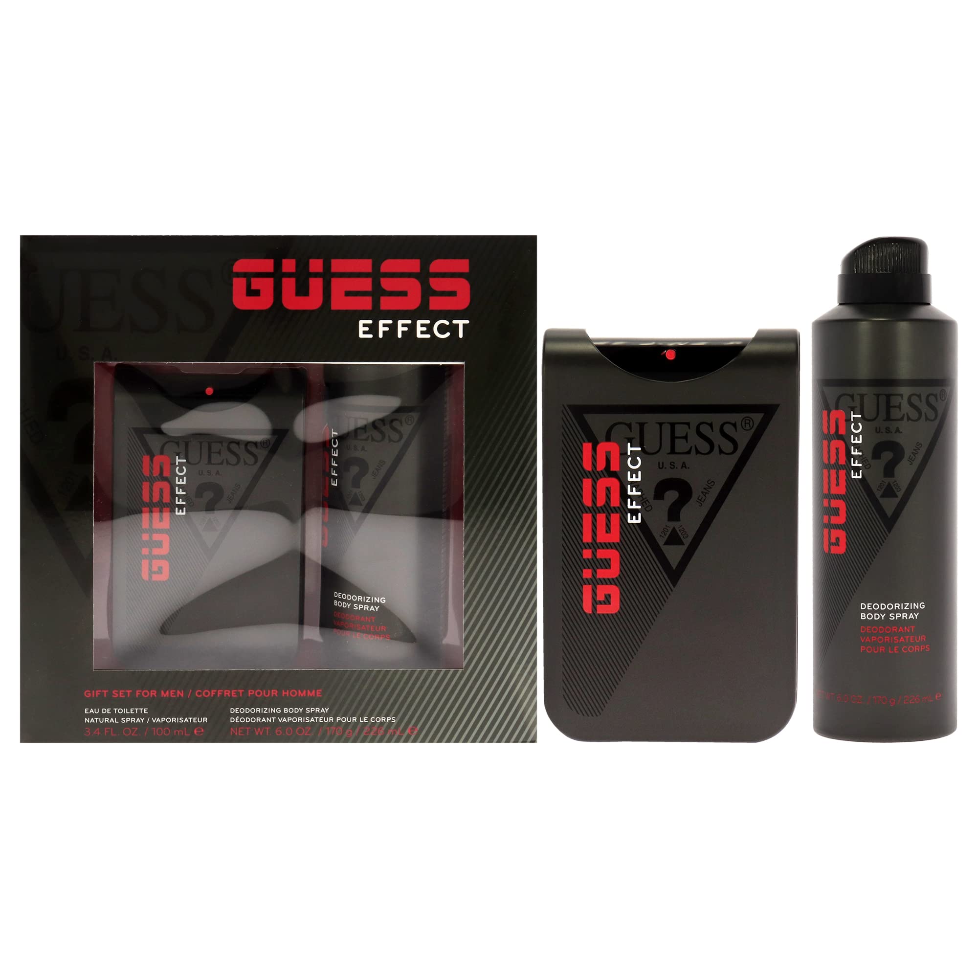 Guess Guess Effect 3.4 oz EDT Spray, 6oz Body Spray Men 2 Pc Gift Set
