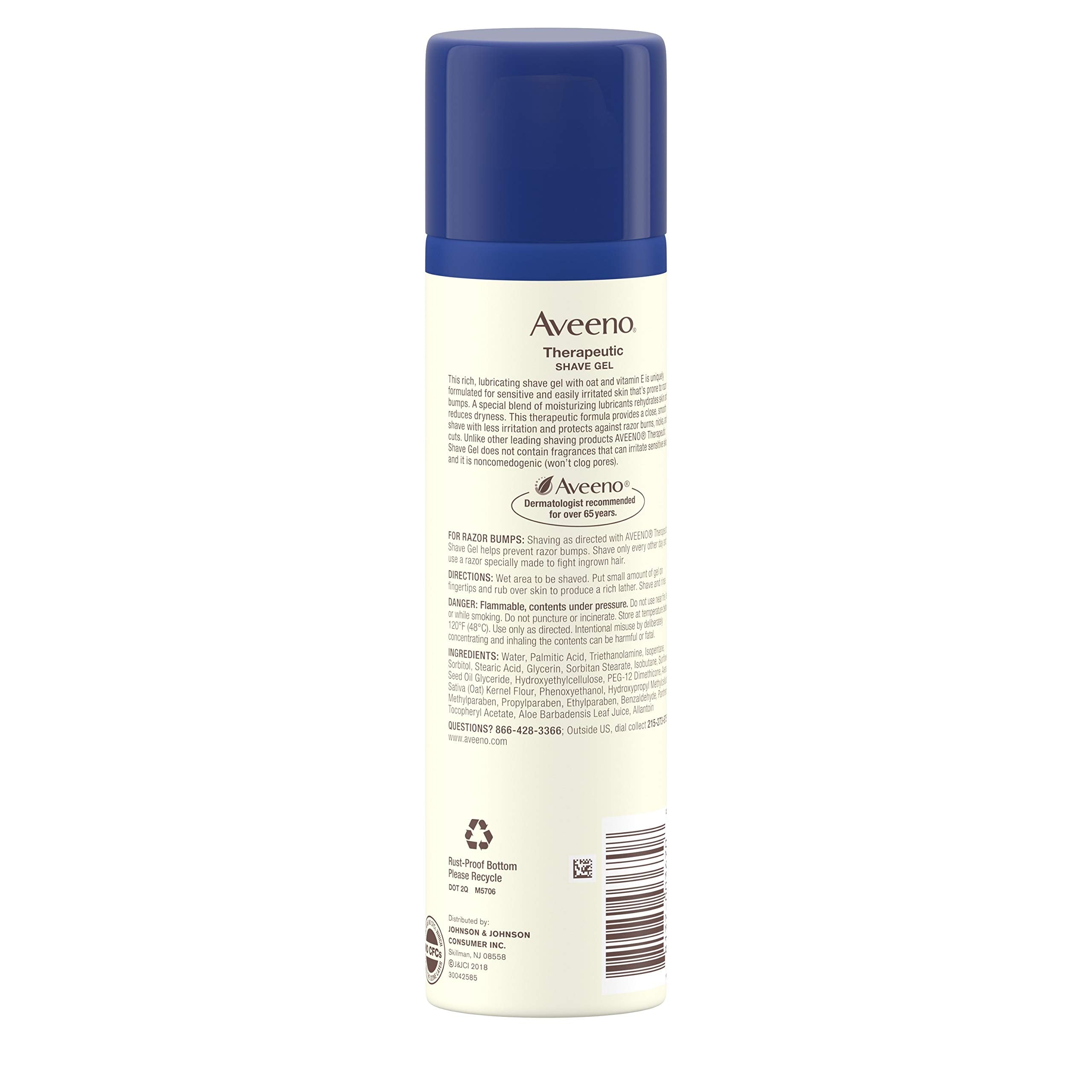 Aveeno Therapeutic Shave Gel With Oat And Vitamin E To Help Prevent Razor Bumps And Soothe Dry And Sensitive Skin, No Added Frag