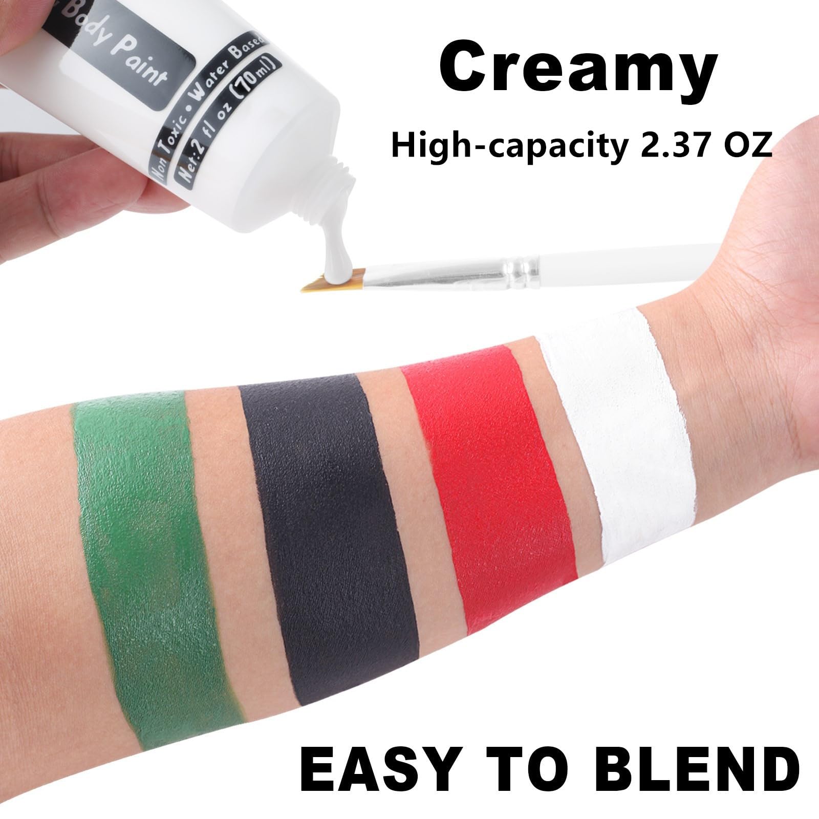 Go Ho Professional Clown White Face Body Paint Washable(2.37Oz),Water Based Cream White Body Paint Makeup,Halloween Face Paint F