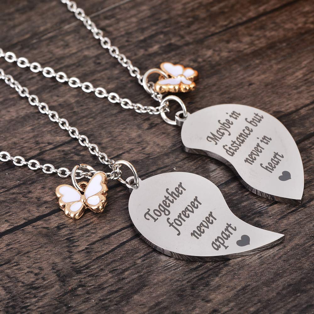 MJartoria BFF Necklace for 2-Valentines Heart Matching Necklace Best Friends Pendant Friendship Necklace Set of 2 Birthday Gifts