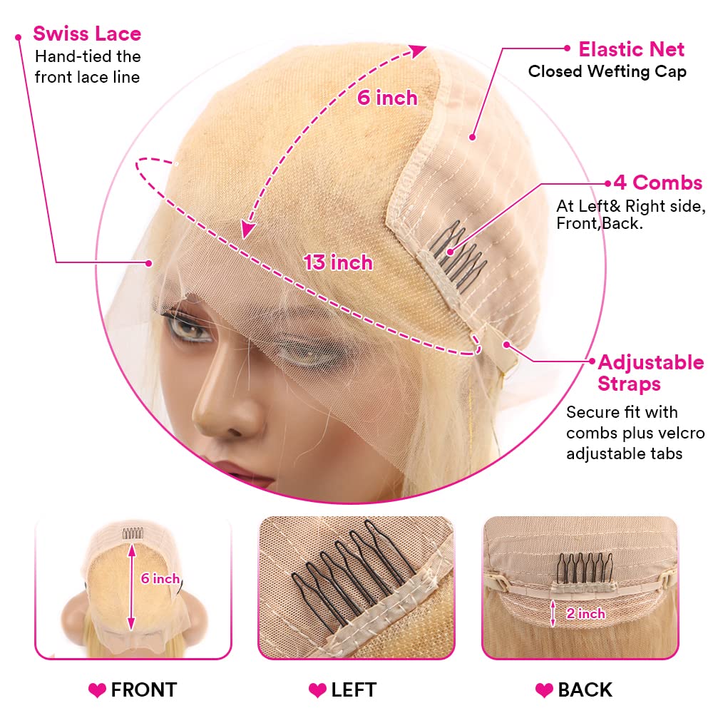 613 Lace Front Wig With 13X6 Transparent Deep Wave Lace - 180 Density, Free Part, Bleached Knots, Baby Hair - 613 Hd Lace Fronta