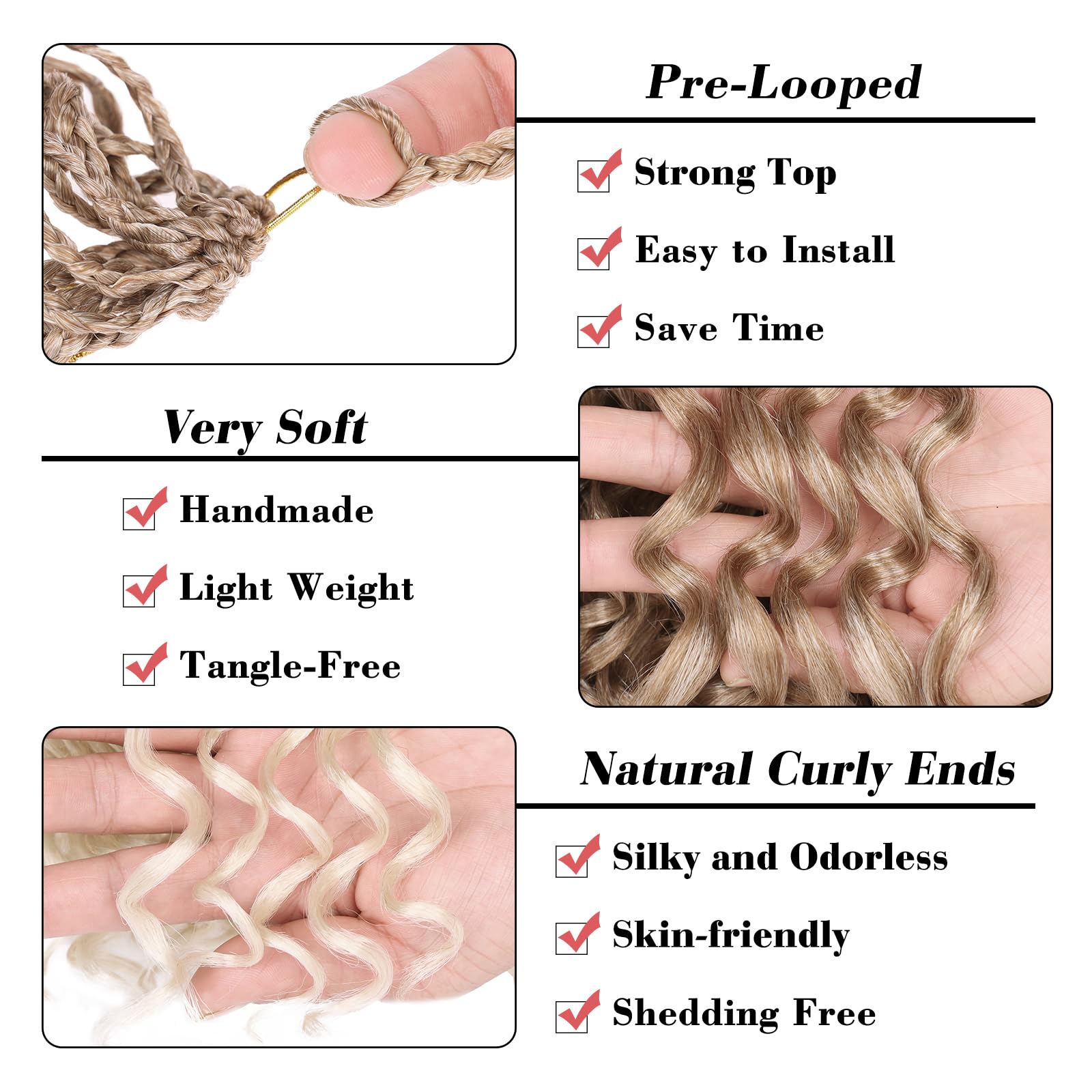 Leeven 10 Inch Gogo Curl Crochet Hair 8 Packs Pre Looped Water Wave Crochet Hair Ombre Blonde Ocean Wave Goddess Box Braids Deep