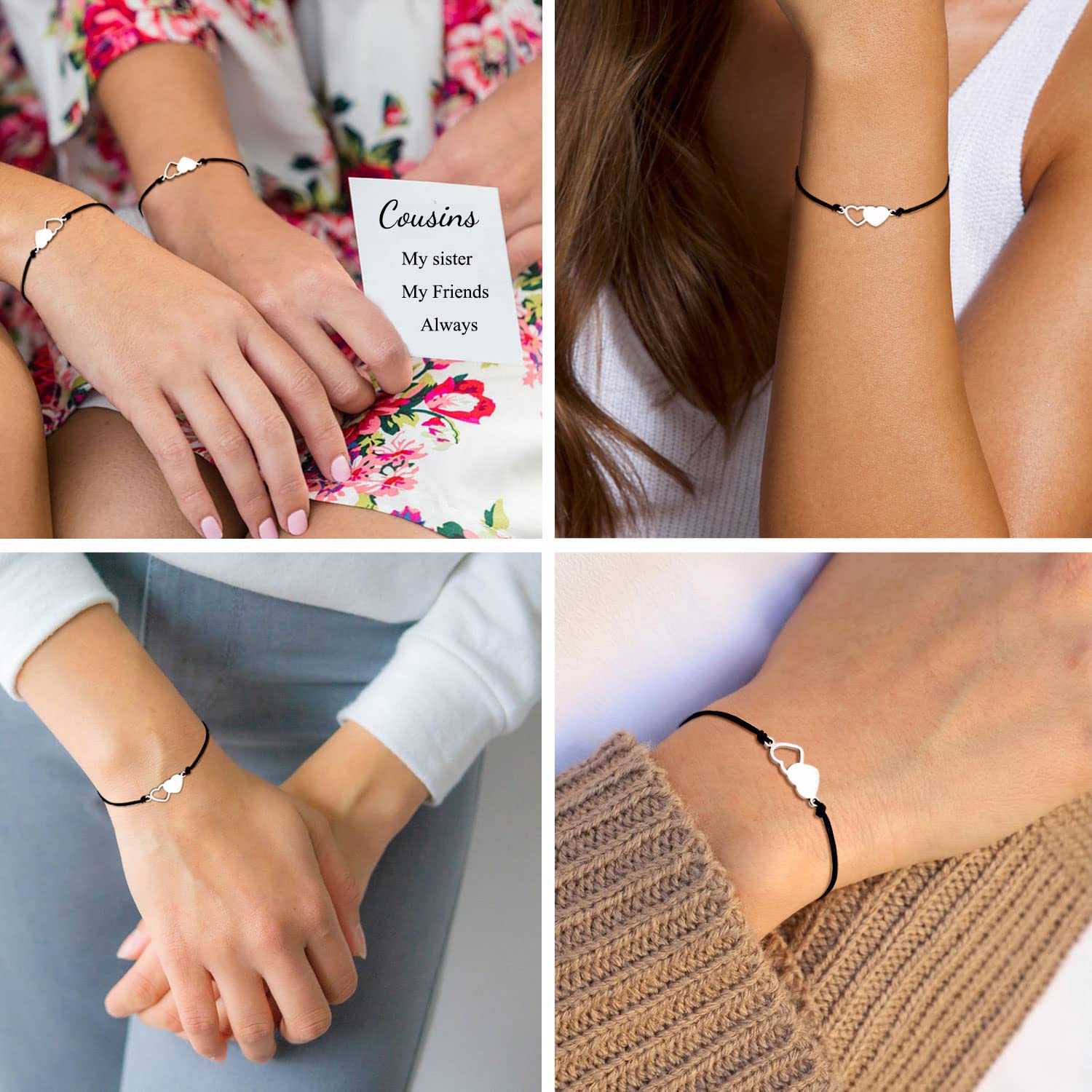 UNGENT THEM Cousin Gifts for Women Christmas Birthday Gifts Matching Heart Cousins Bracelets for 2