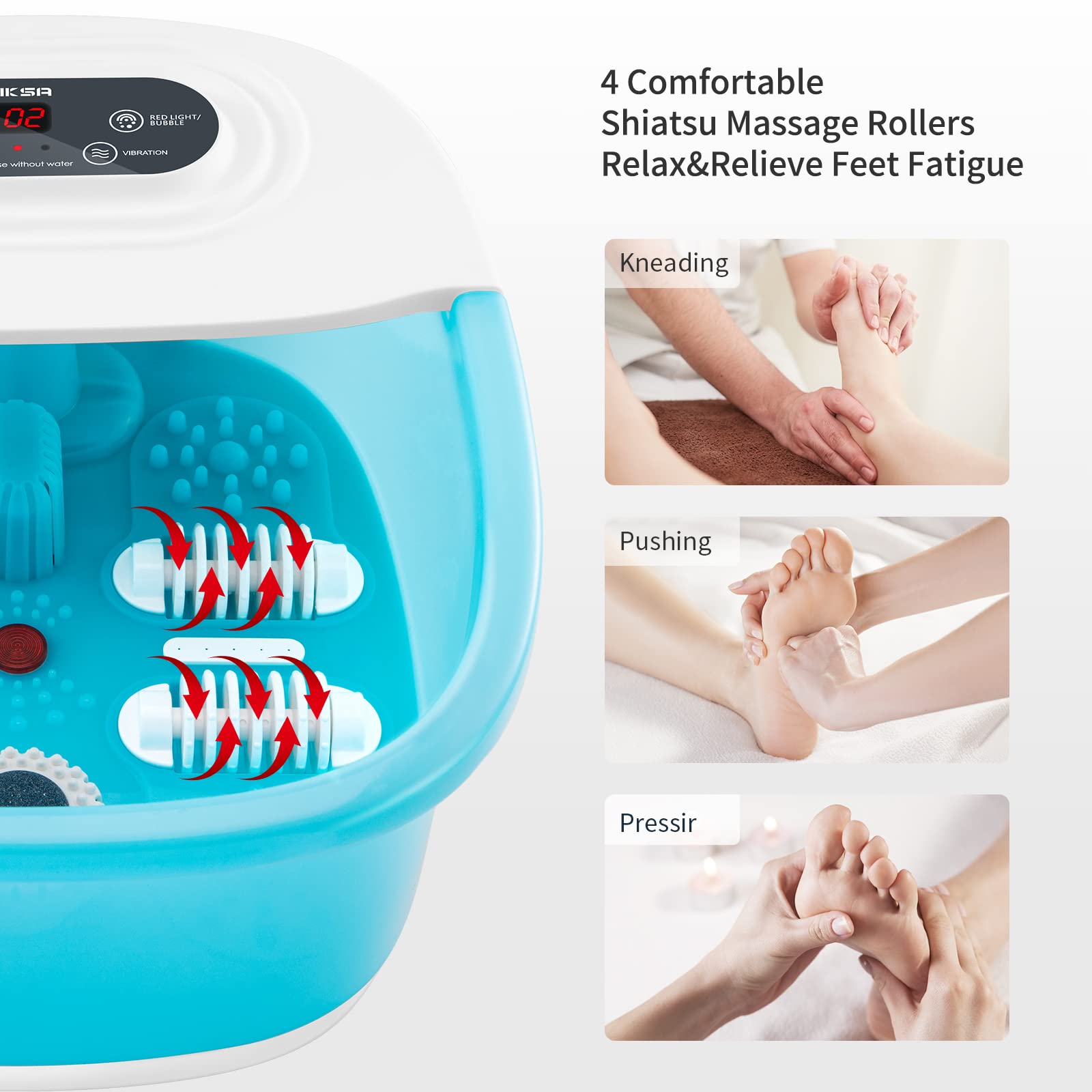Niksa Foot Spa Bath Massager With Heat, Bubbles, Vibration And Red Light,4 Massage Roller Pedicure Foot Spa Tub For Feet Stress