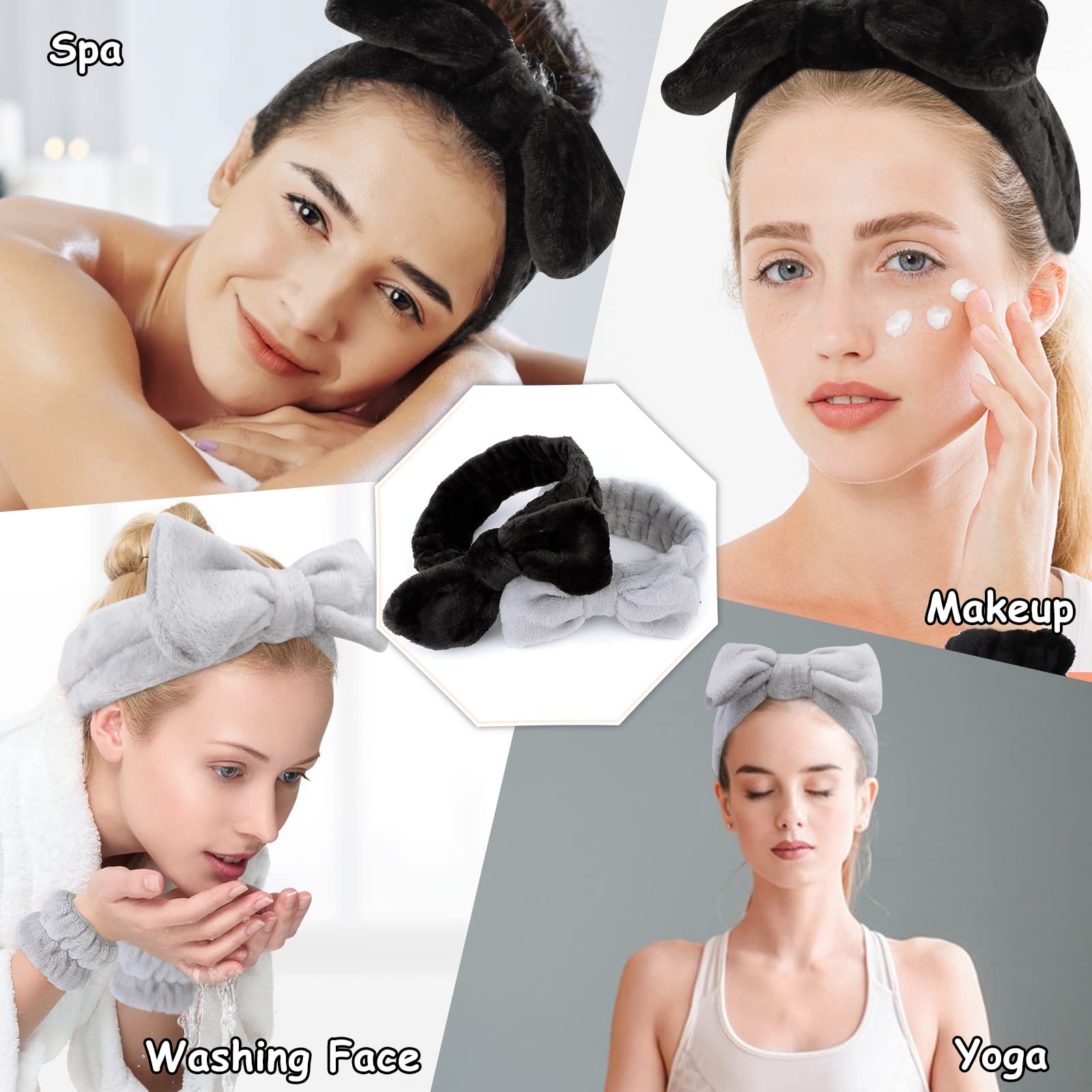 6 Pcs Spa Headband Face Wash Headband and Wristband Set, Microfiber Wrist, Wrist Wash Bands, Skincare Headbands Makeup Headband