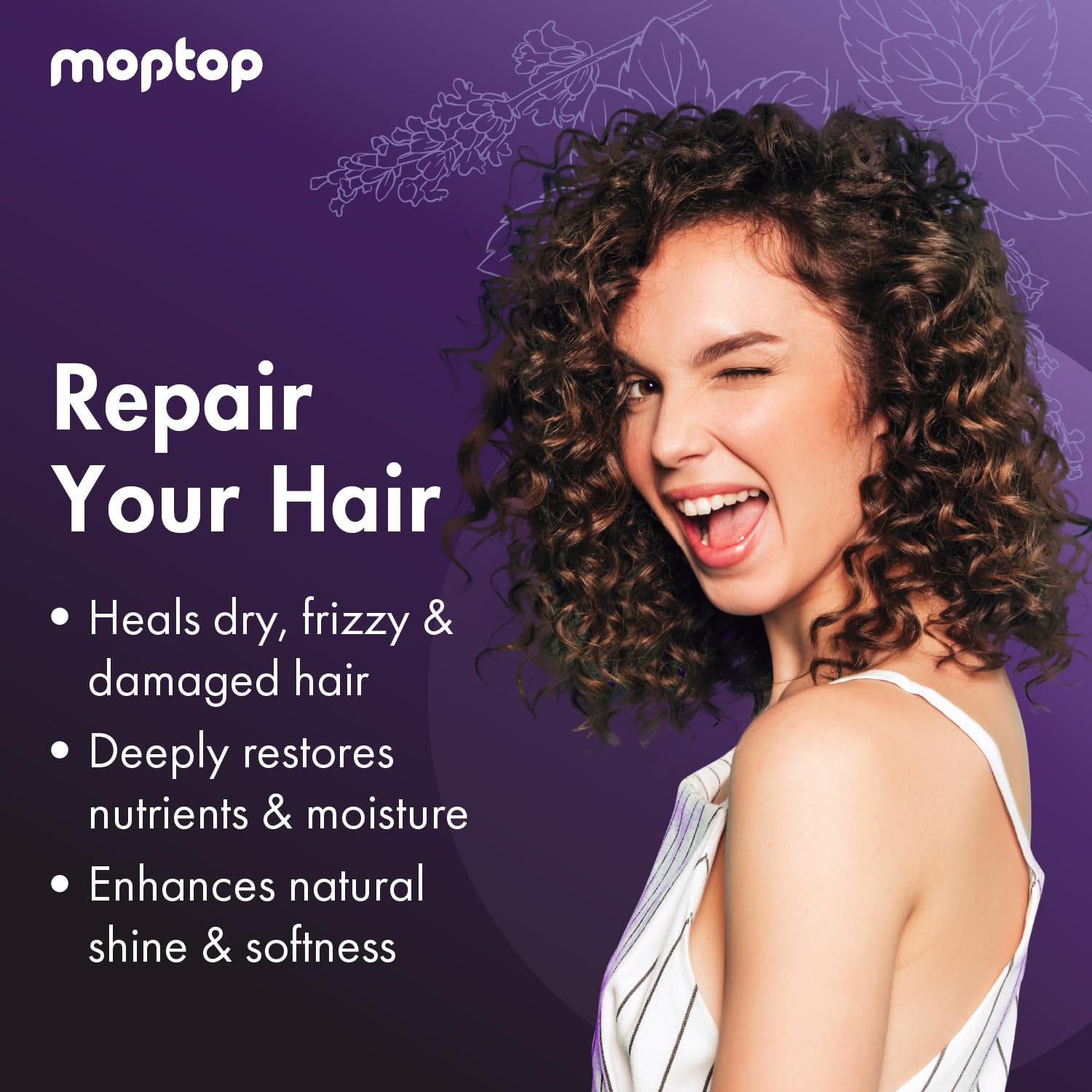 MopTop Salon Deep Conditioner, Hair Mask For All Hair Types, Hair Repair Cream, Intense Hydration For Dry, Damaged & Frizzy Curl
