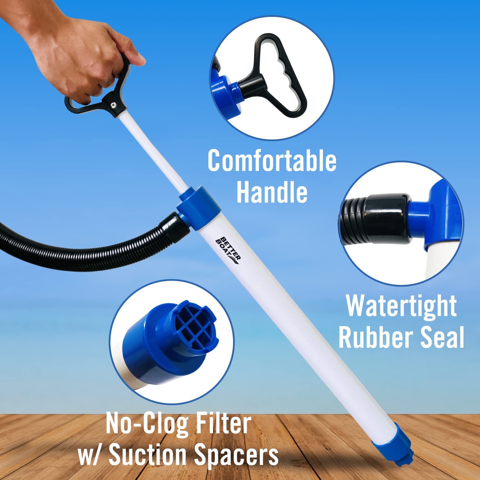 Manual Bilge Pump For Boats Kayak Canoe Hand Water Pump  Hand Pumps Siphon Pump Bailer Kayaking Boat With Hose Portable Held 20
