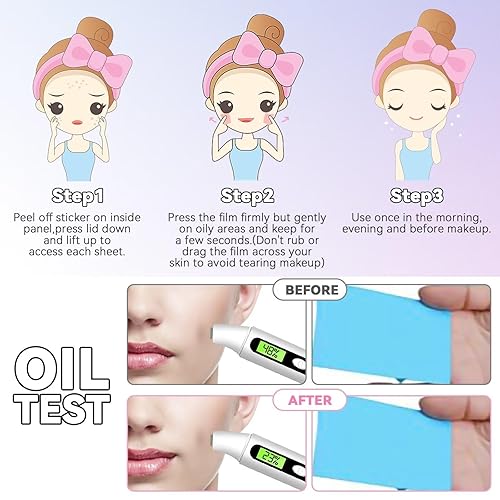 Oil Control Film Replacment for Clean & Clear Oil-absorbing Sheets,5 Pack (300 sheets) Blotting Sheets for Face,9% Larger,Makeup