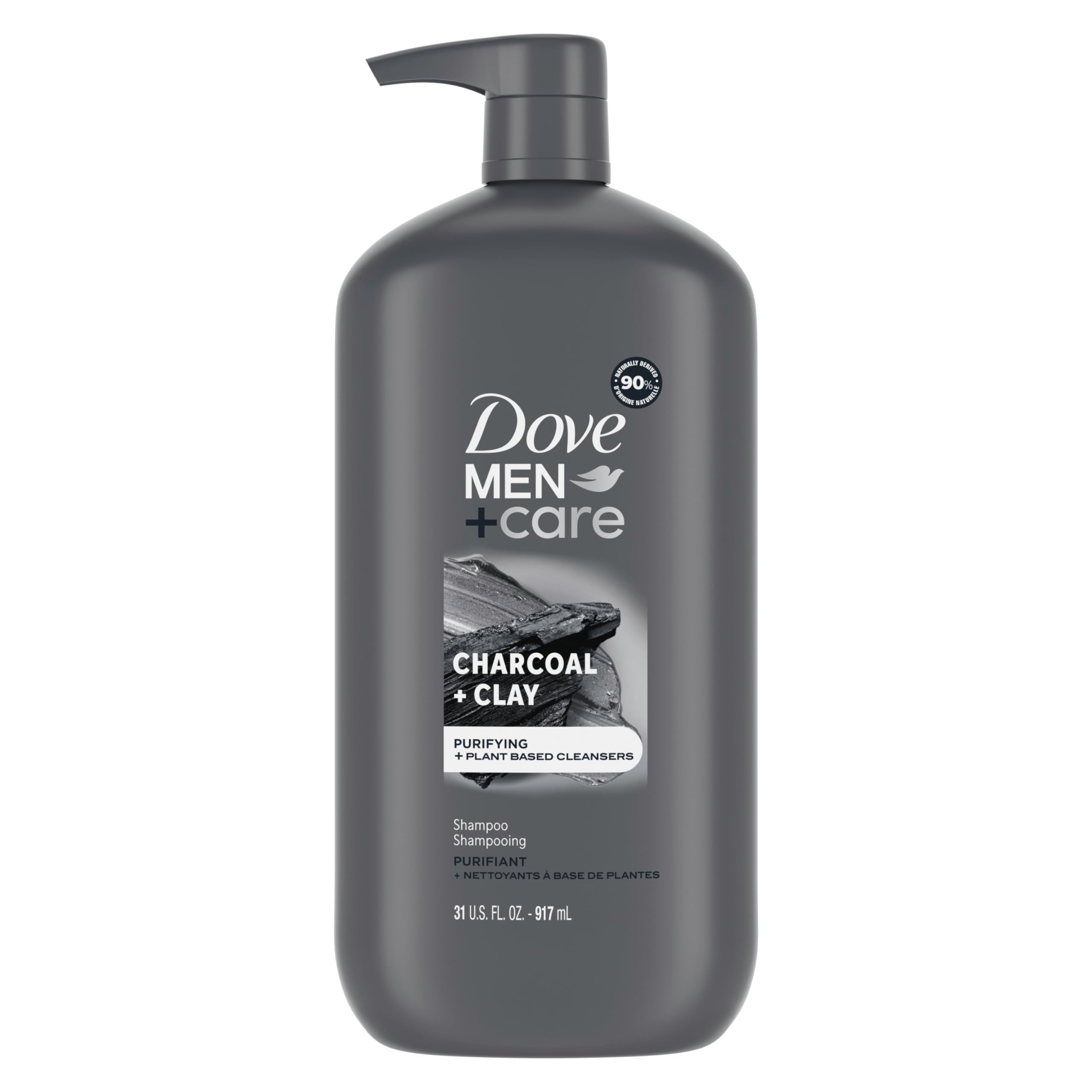 Dove Men+Care Dv M Sh Charcoal Pump Purifying Shampoo Charcoal + Clay For Stronger, More Resilient Hair, With Plant-Based Cleans