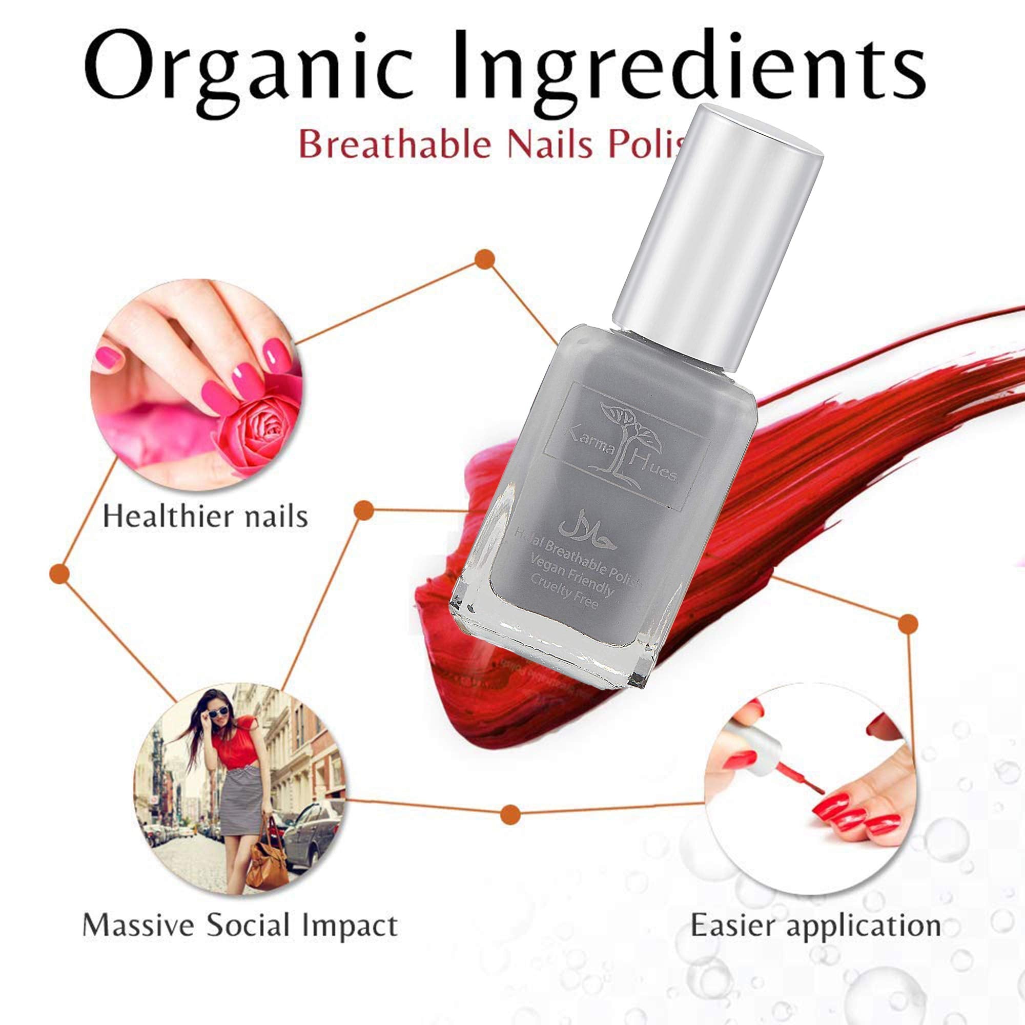 Karma Naturals Certified Halal Nail Polish - Breathable & Water Permeable, Wudu Friendly (Fatima)