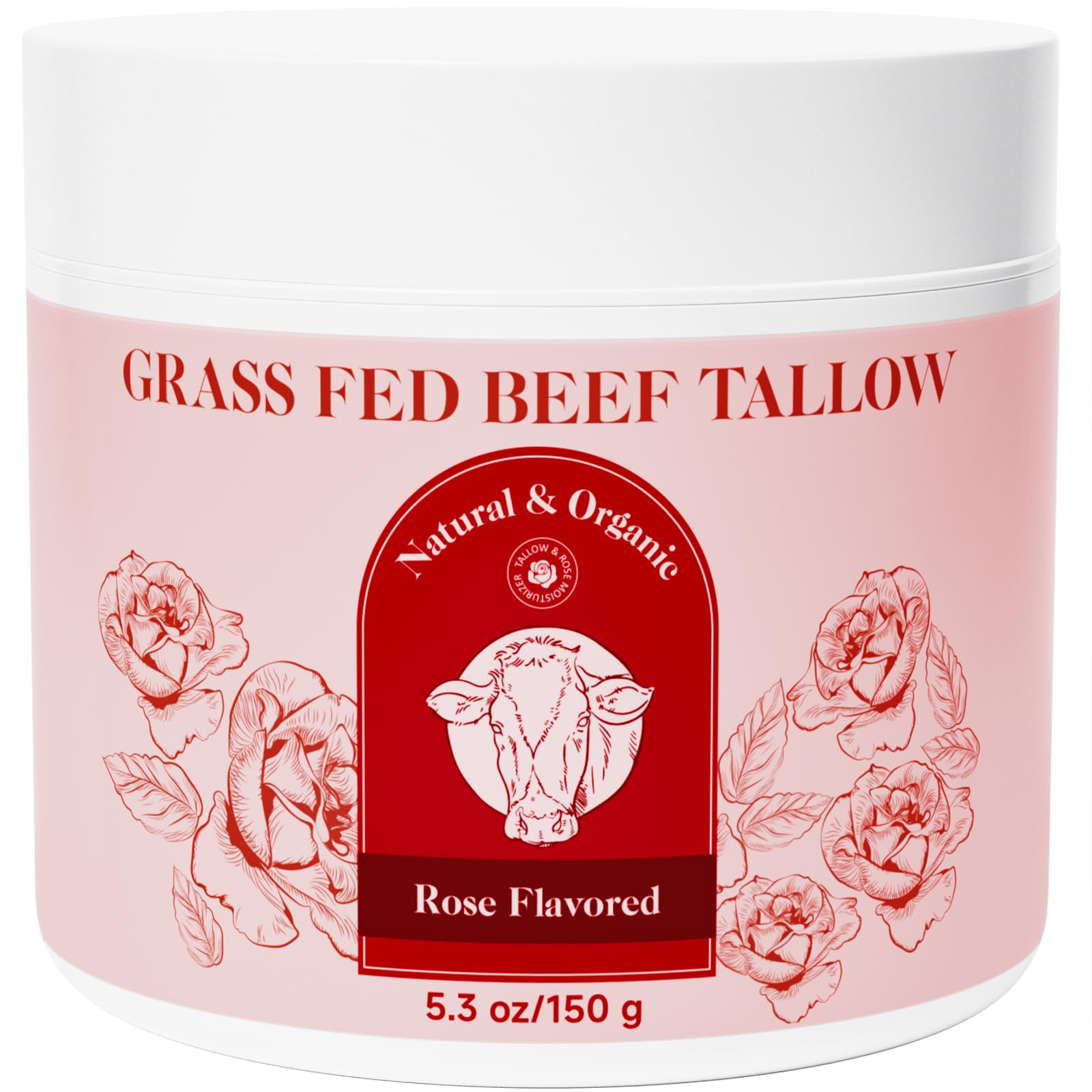HZENPPOR Beef Tallow for Skin, Whipped Beef Tallow For Skin, Tallow Face Moisturizer, Rose-Flavoured Whipped Tallow Face Cream M