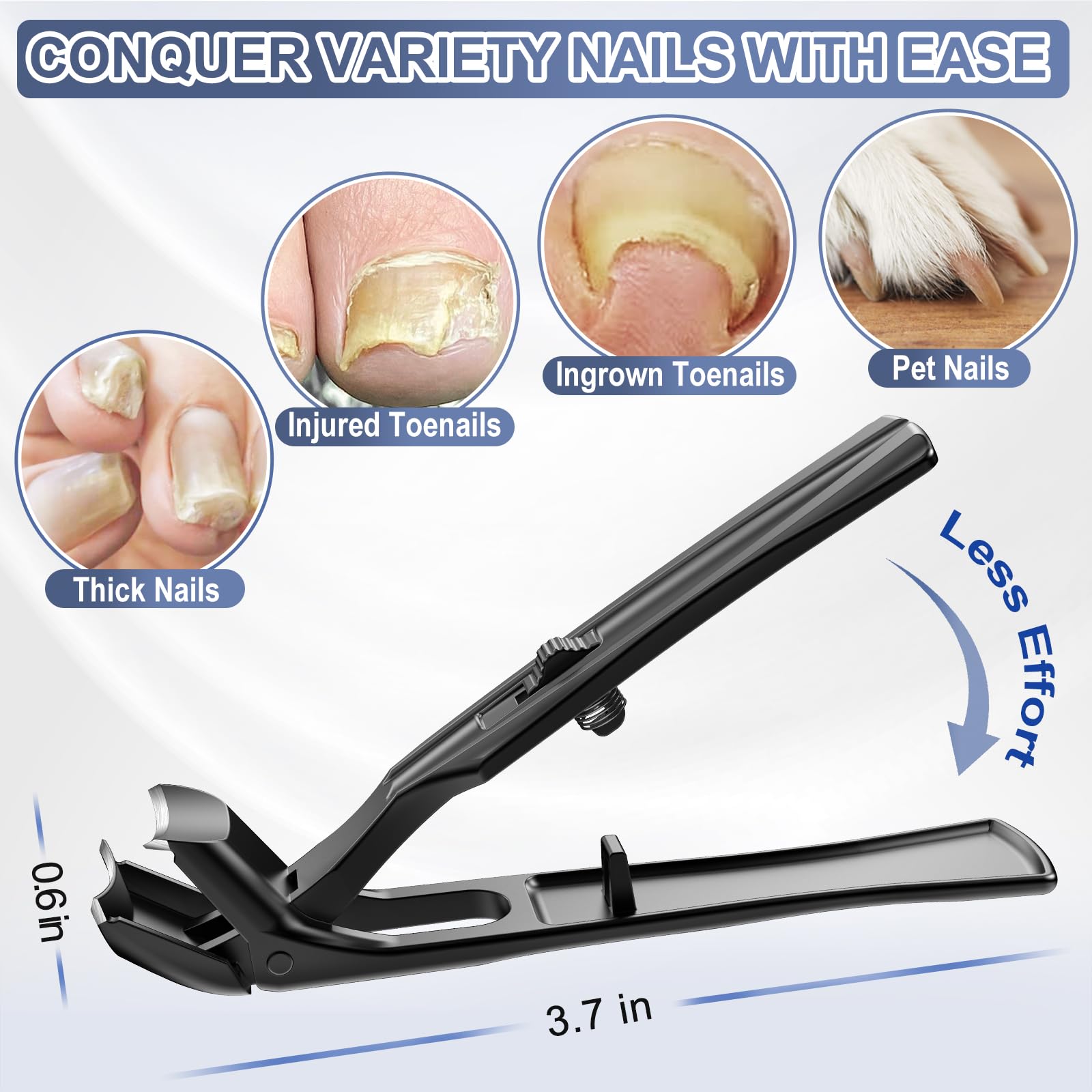 Angled Head Nail Clippers for Men - Toenail Clippers for Seniors Thick Toenails, Heavy Duty Nail Cutter with Catcher Long Handle