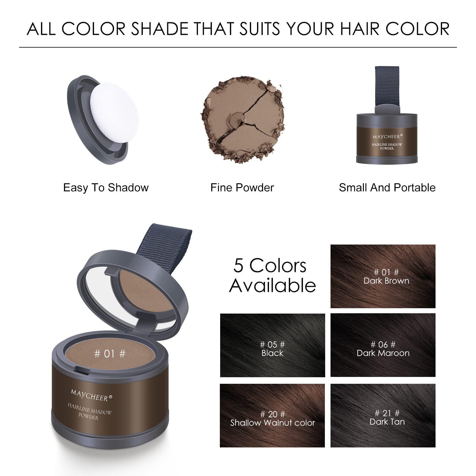 Freeorr Root Touch Up Powder For Thinning Hair - Hairline Shadow Powder For Gray Hair Coverage, Brown