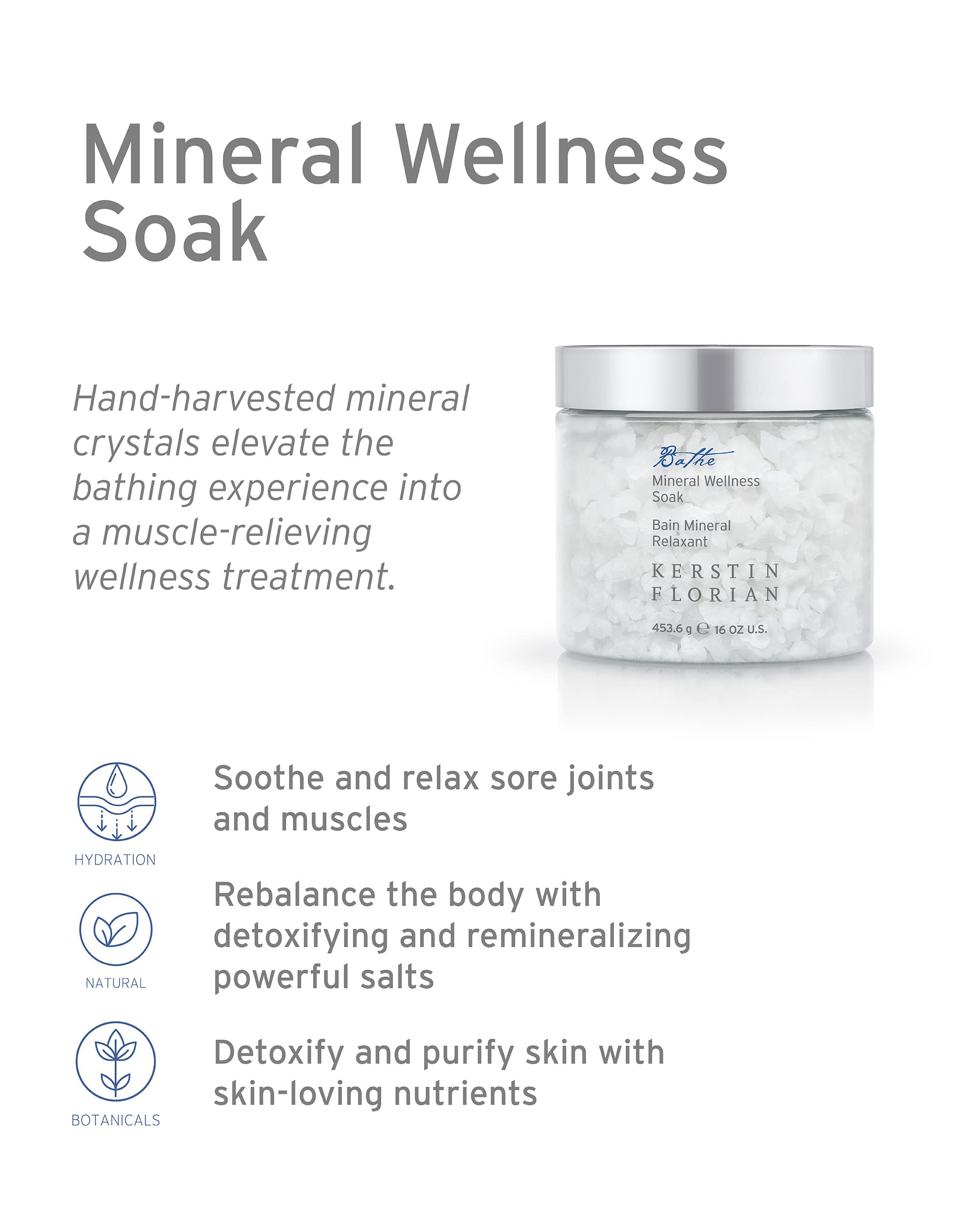 Kerstin Florian Mineral Wellness Soak With Magnesium, Concentrated Bath And Shower Salts To Sooth & Relieve Tired Muscles, Natur