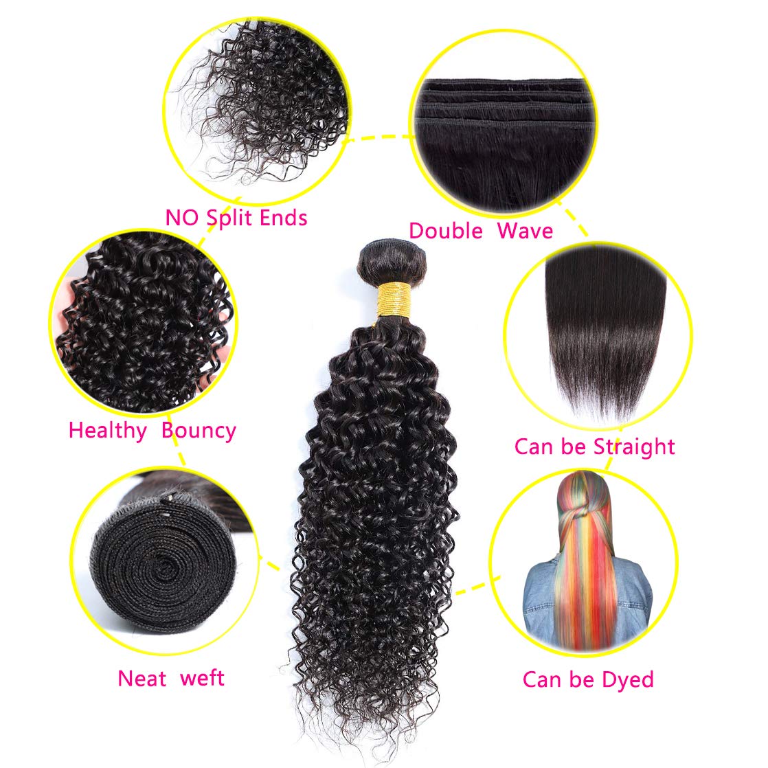 Selina Kinky Curly Brazilian Curly Hair Bundles Unprocessed Remy Hair Extensions Brazilian Virgin Human Hair 100 Gram/Bundle Nat