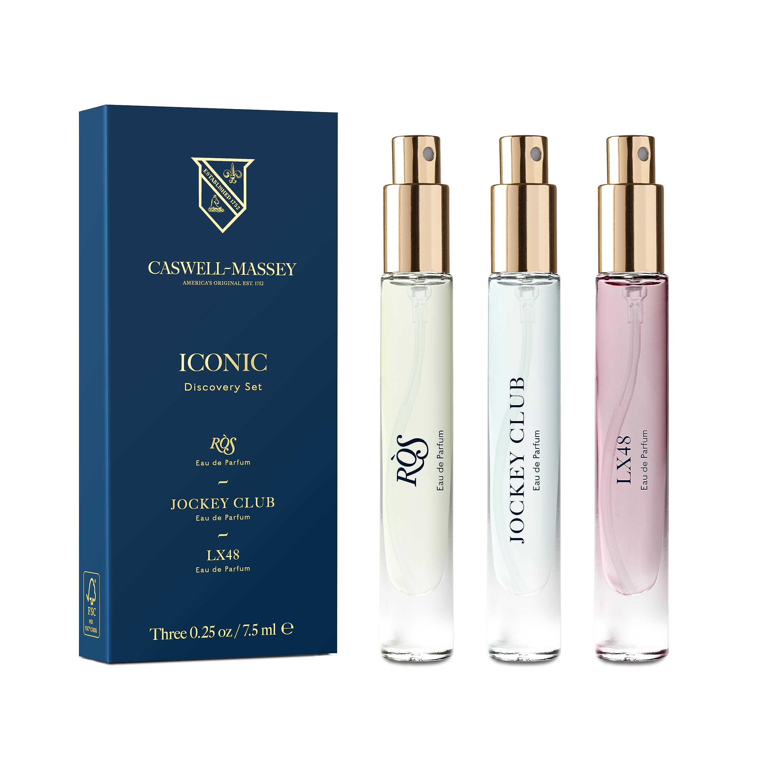 Caswell-Massey Iconic Eau de Parfum Discovery Set, Includes RS, Jockey Club & LX48, Indulge in Enduring Modern Scents, Long-Last