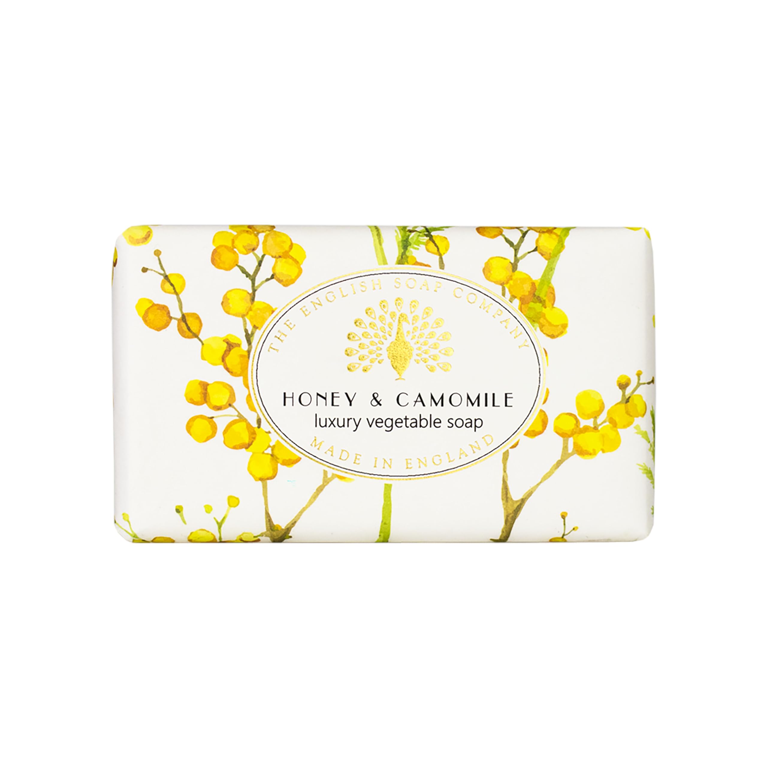 The English Soap Company Vintage Wrapped Soap Bar, Luxury Honey & Chamomile Shea Butter Soap Bar, Moisturising Soap Bar for Face