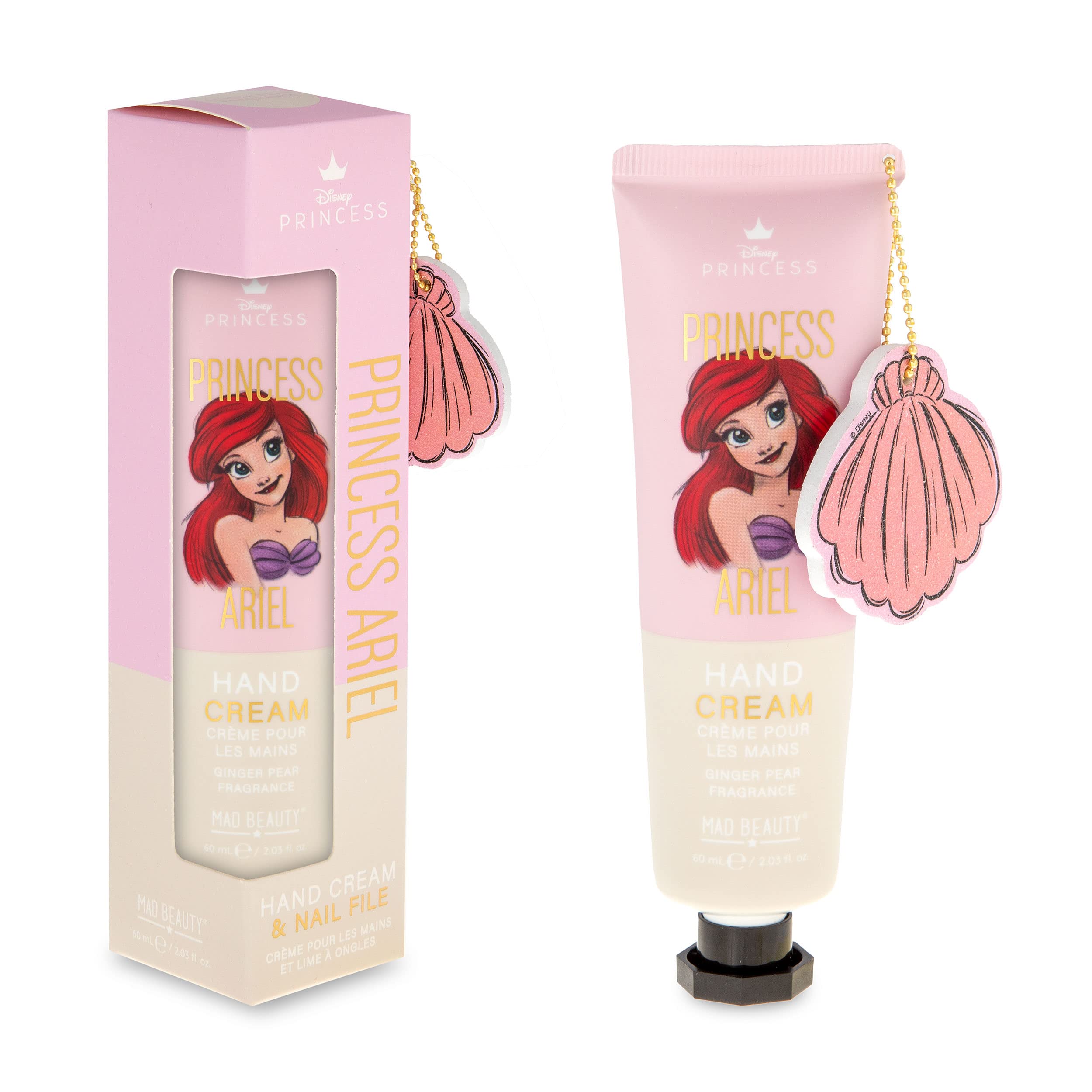 MAD Beauty Disney Pure Princess Ariel Hand Cream & Nail File Duo Set, Ginger Pear Fragranced, Enriched with Shea Butter, Relax, 