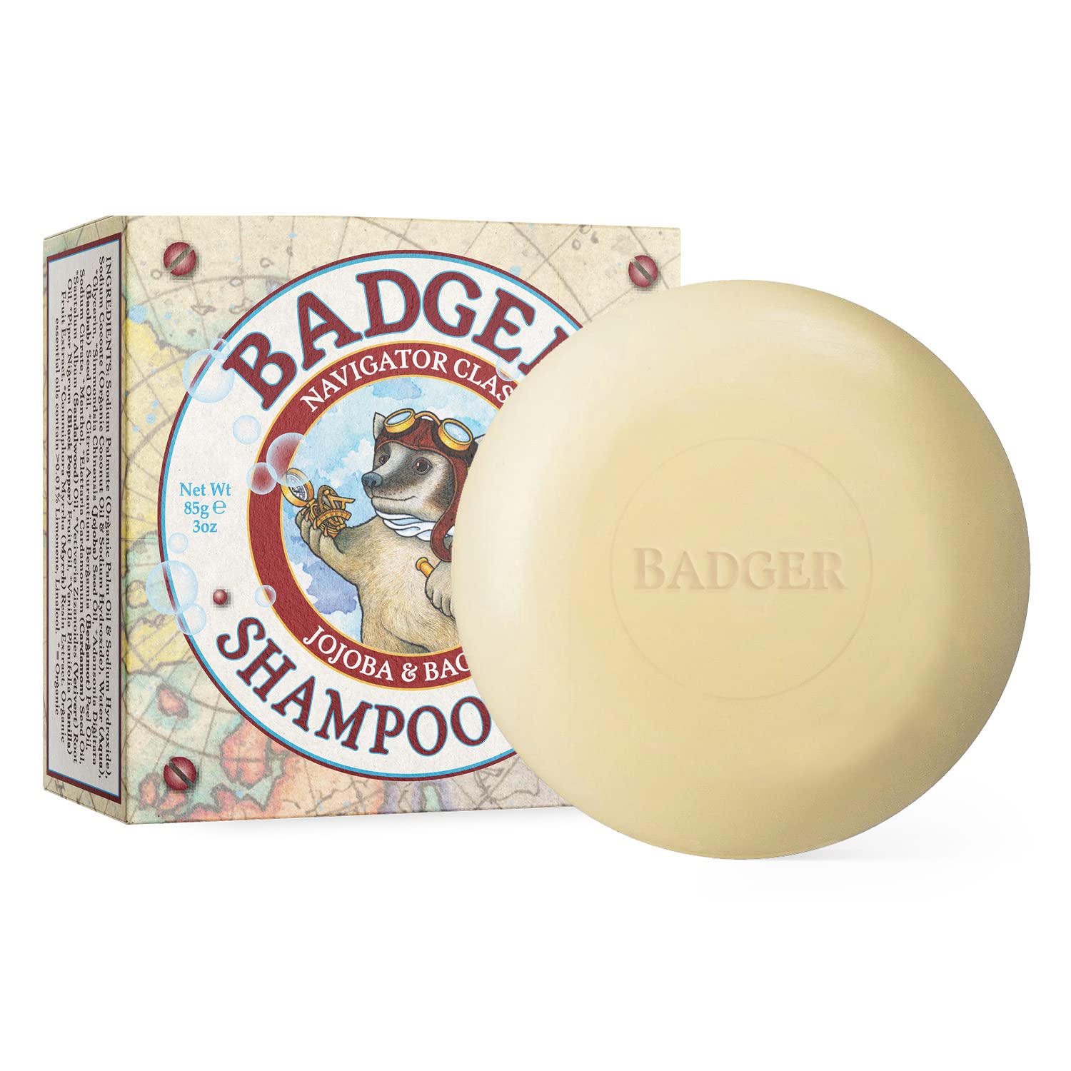 Badger - Jojoba & Baobab Conditioning Shampoo Bar, Natural Vegan Hair Bar, 3 oz