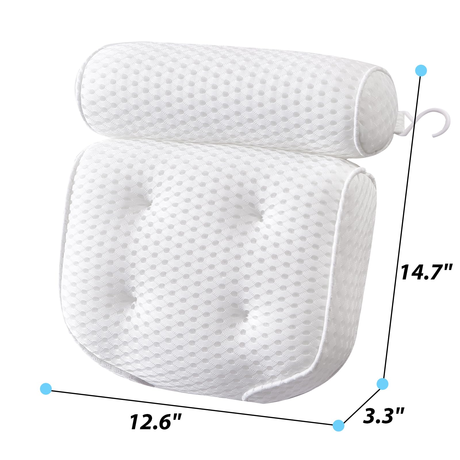 Aeroivi Bathtub Pillow Headrest Bath Pillows For Tub Neck And Back Support With Non Slip Suction Cups Spa Bath Cushion Relaxing