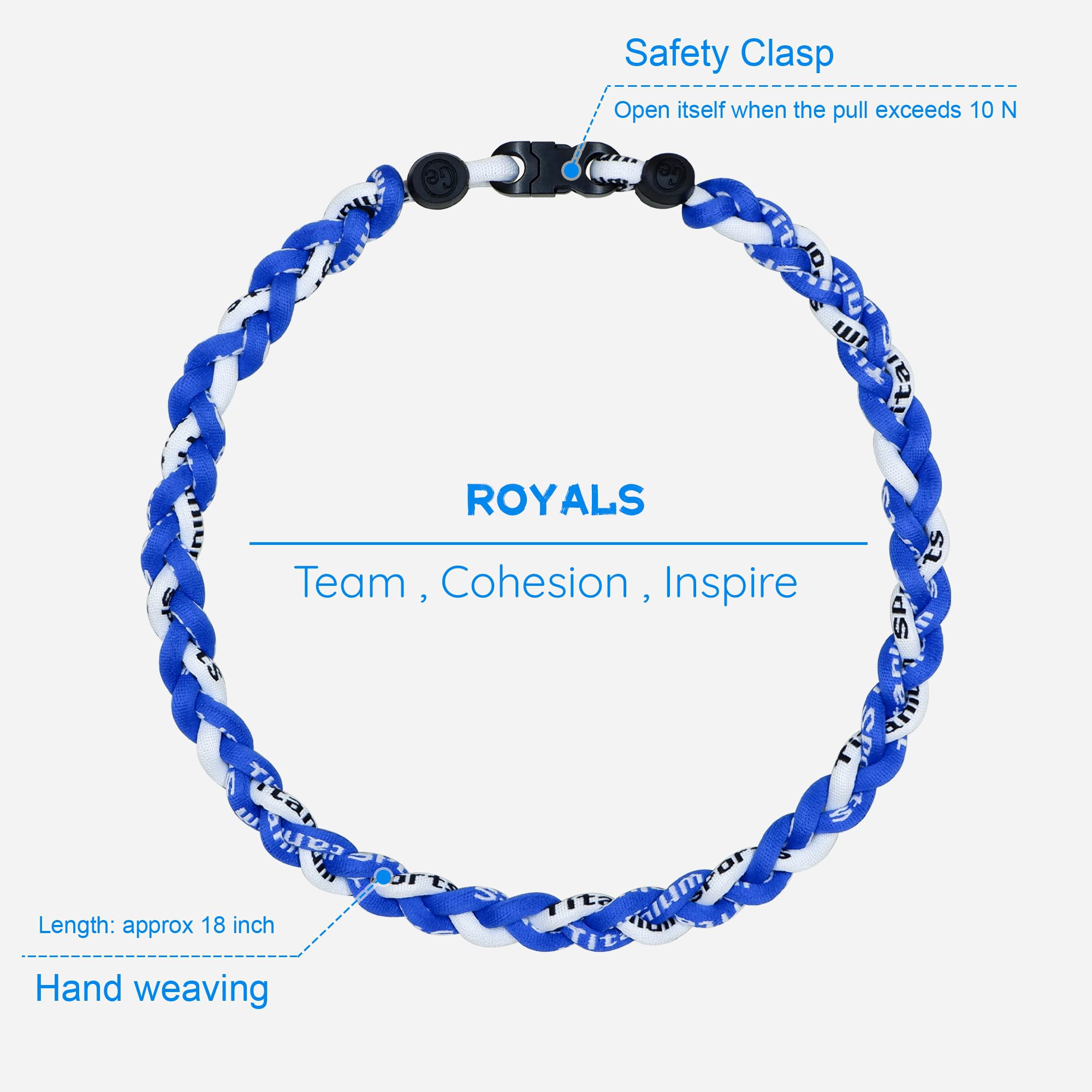 SUPBOMM Baseball Rope Necklaces, League Team Colors Braided Necklace, Baseball Team Gifts, Royals
