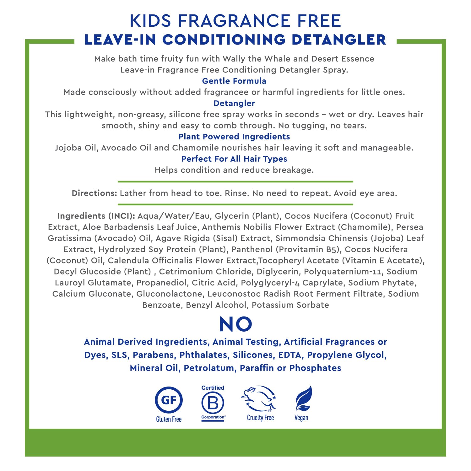Desert Essence Kids Conditioing Detangler Spray 8.0 fl oz - Vegan, Gluten-Free. Cruelty-Free - Leaves hair smooth, shiny and eas