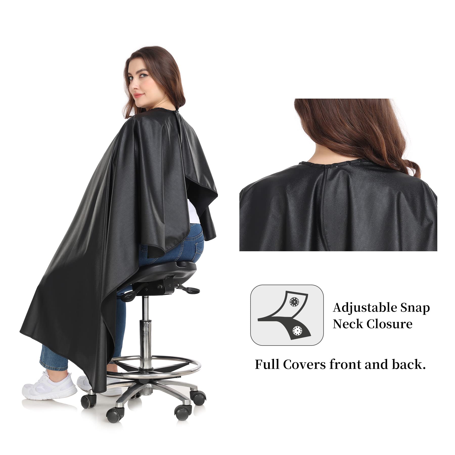 Perfehair Chemical Capes For Hair Stylists - Color Cape With Snaps - Water And Chemical Proof - All-Purpose Salon Hairdressing C