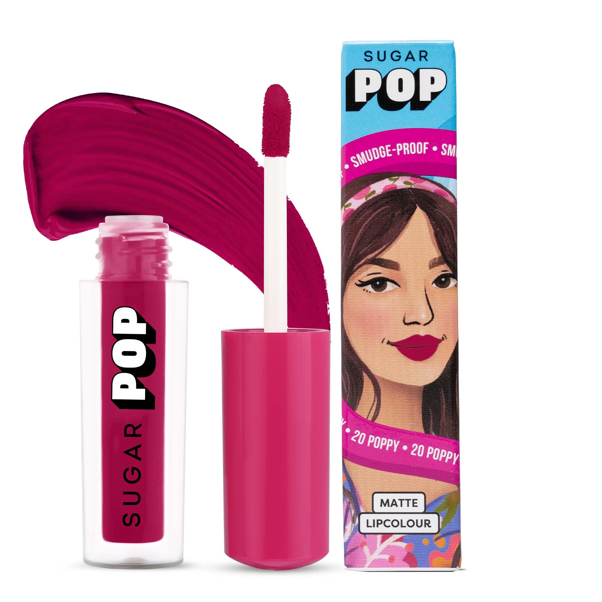 Sugar Pop Matte Lipcolour | Vitamin E | SuperPigmented | SmudgeProof | 1.6 Ml  20 Poppy