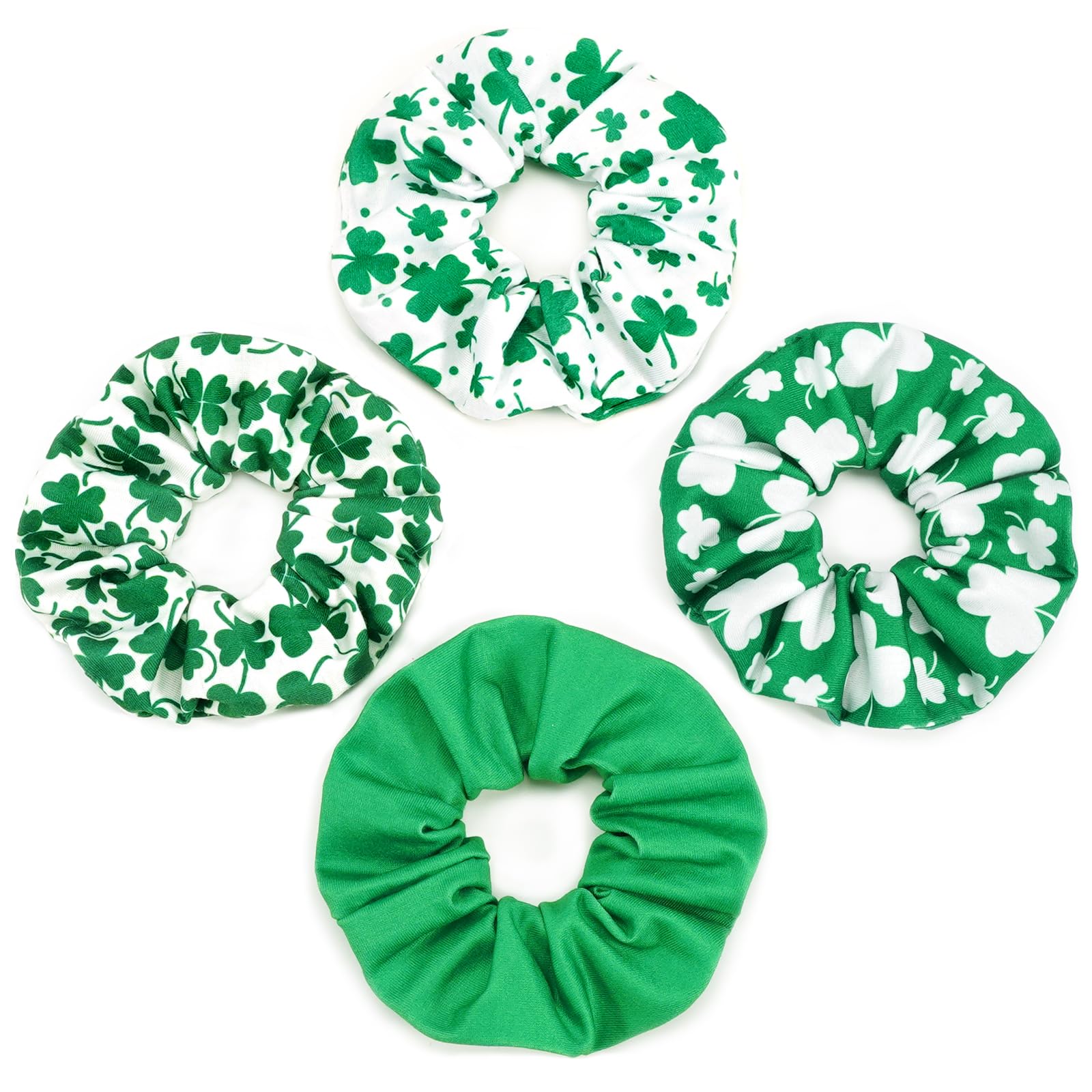 St.Patricks Day Hair Ties for Woman Girls Green Shamrock Hair Scrunchies Elastic Irish Lucky Leaf Clover Hair Tie St.Patricks P