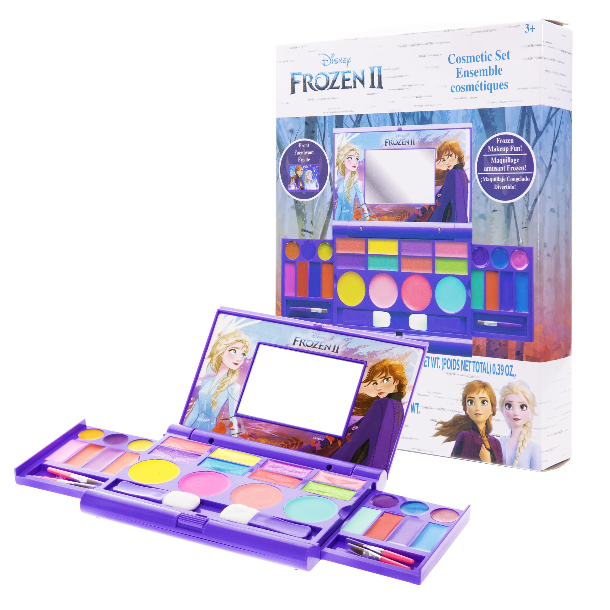 Townley Girl Disney Frozen Elsa Anna Makeup Kit - 14 Lip Glosses, 8 Eyeshadows, 4 Blushes, 4 Brushes, Portable, Colorful, FZ1081