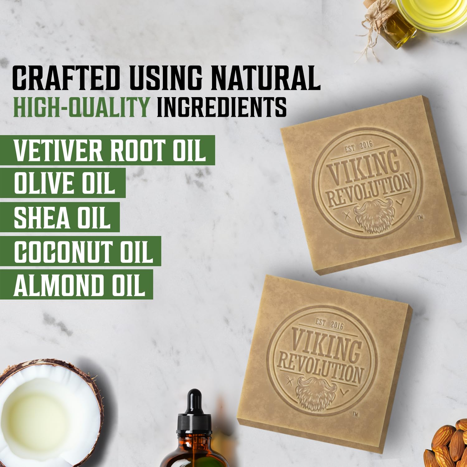 Viking Revolution Vetiver Natural Soap For Men - Mens Soap Bar With Essential Oils Cold Pressed Bar Soap For Men - Nourishing Me