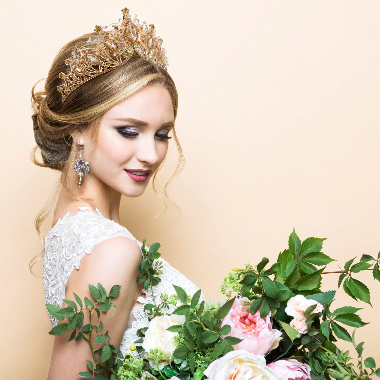 COCIDE Gold Crowns for Women Crystal Tiara for Girl Rhinestones Hair Accessories for Wedding Bride Bridal Bridesmaids Birthday P