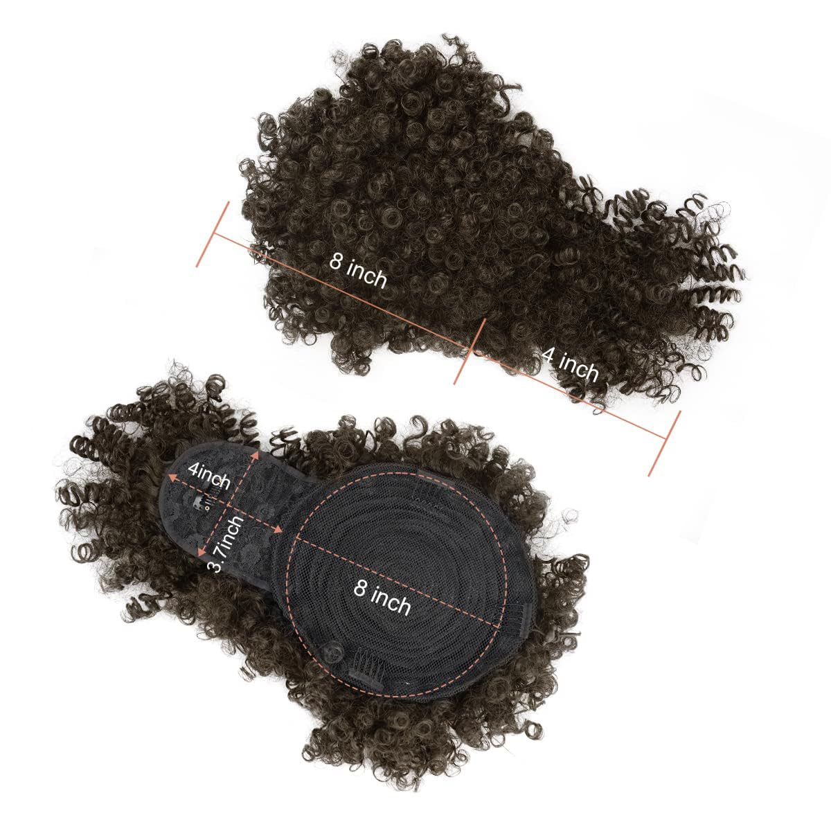 Entranced Styles Drawstring Ponytail With Bangs Afro Puff Extensions For Women Short Curly Clip In Wrap Updo Hairpiece(2B)
