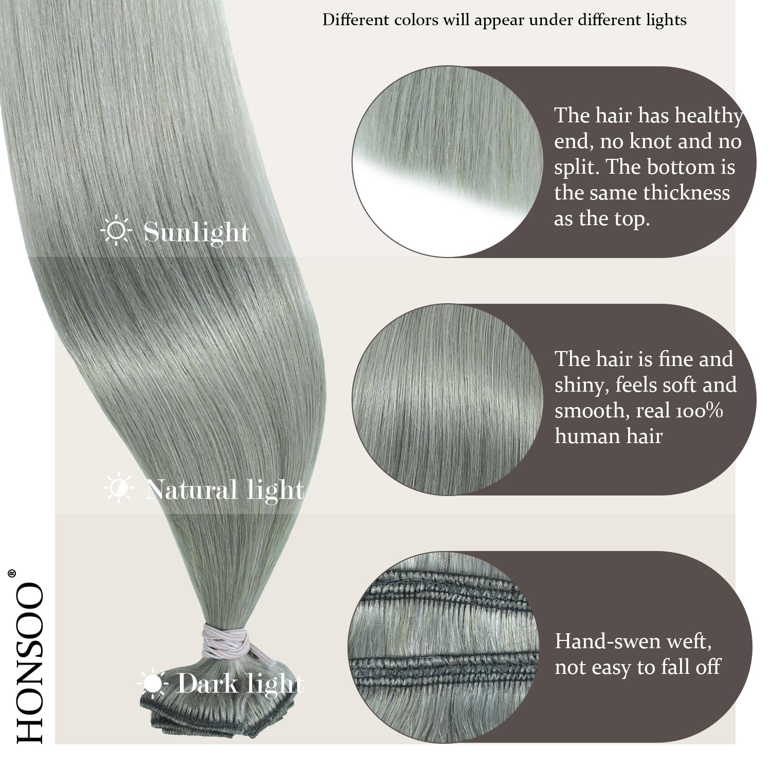 Honsoo Sliver Gray Hair Extensions Real Human Hair Clip Ins 70G 7Pcs 12In Clip In Hair Extensions Real Human Hair For Short Hair