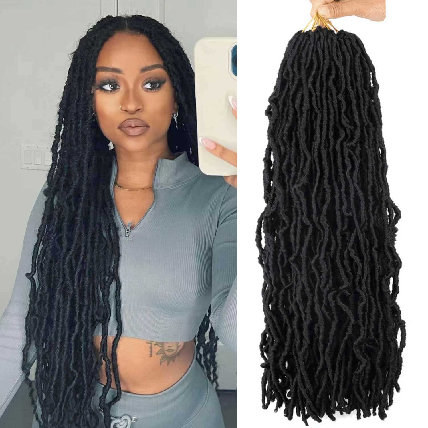24 Inch Soft Locs Crochet Hair Pre Looped 6 Packs Faux Locs Crochet Braids Goddess Locs Dreadlocs Synthetic Hair For Black Women