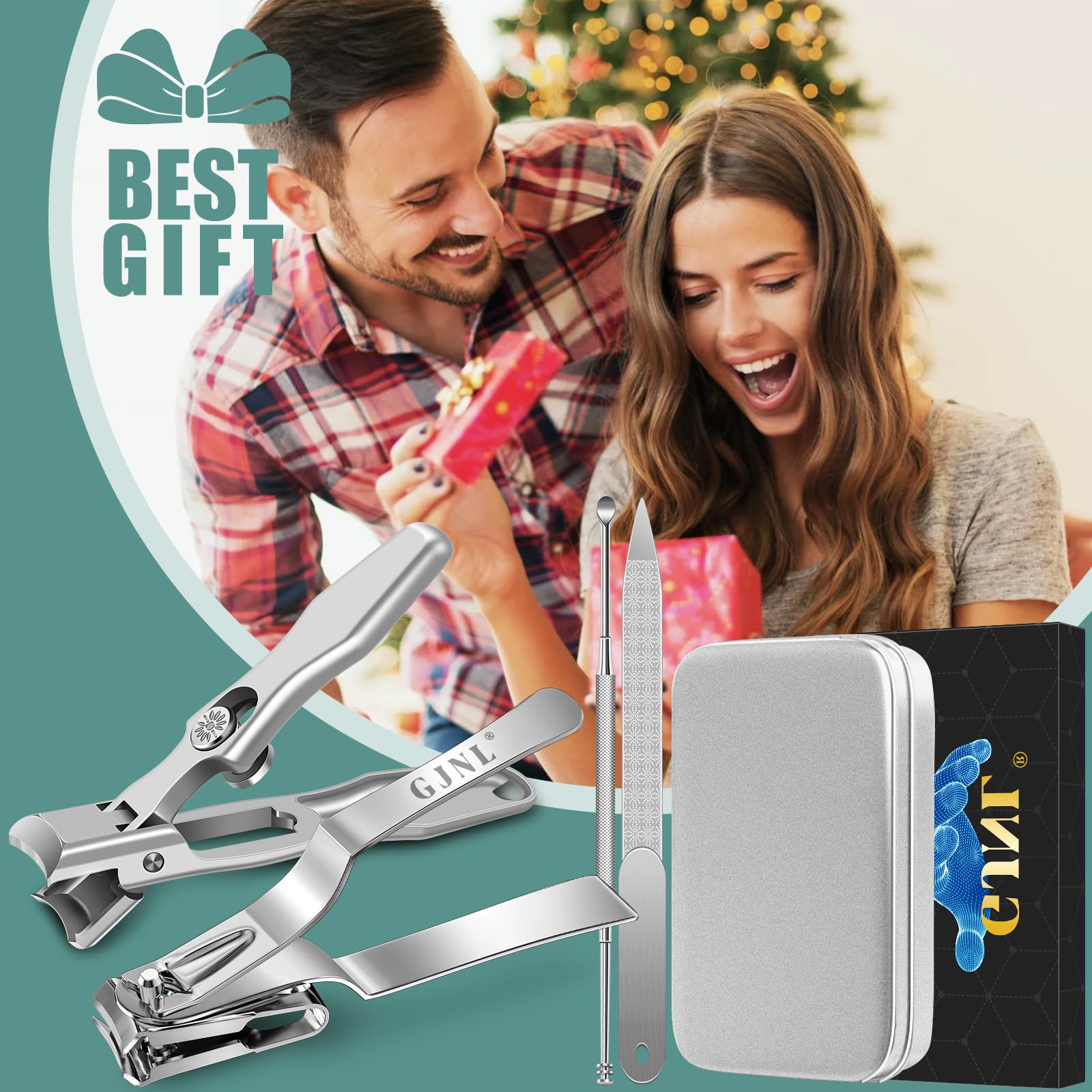 Stocking Stuffers 2025, Toenail Clippers for Thick Toenails for Seniors - Wide Jaw Nail Clippers for Men & 360 Degree Rotary Toe