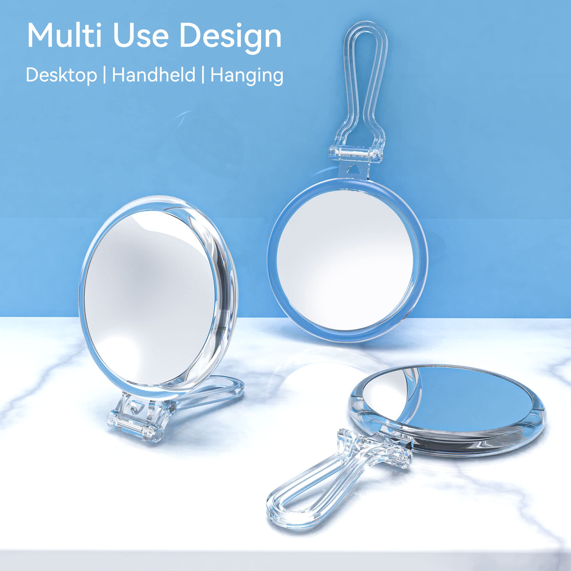B Beauty Planet 30X Magnifying Hand Mirror - Double-Sided, Clear, 5"L x 5"W, Travel-Friendly with Handle