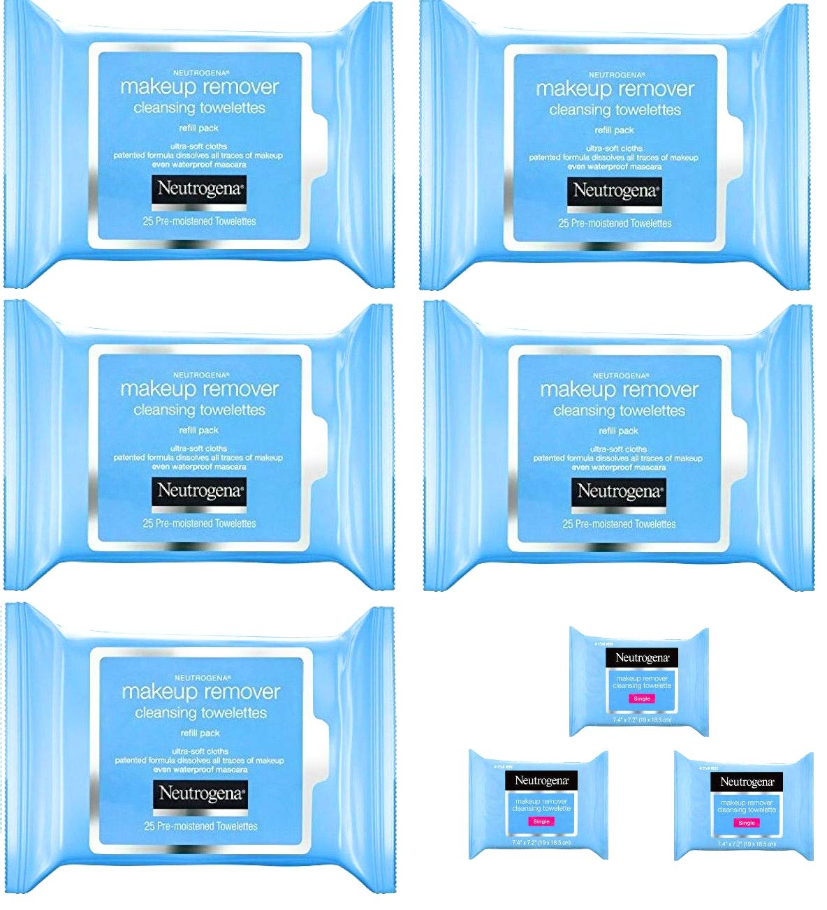 Neutrogena Makeup Remover Cleansing Towelettes, Daily Face Wipes To Remove Dirt, Oil, Makeup  Waterproof Mascara, 25 Ct (5 Pack