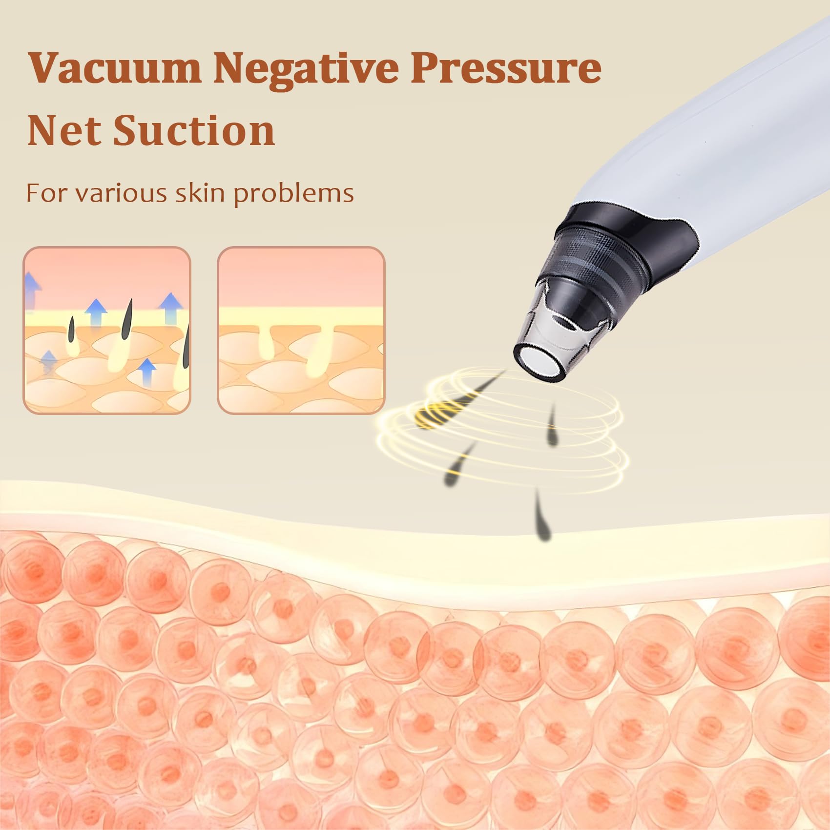Blackhead Remover Vacuum - Powerful Pore Vacuum for Cleansing, Blackhead Extractor with 3 Adjustable Suction Levels, 4 Blackhead